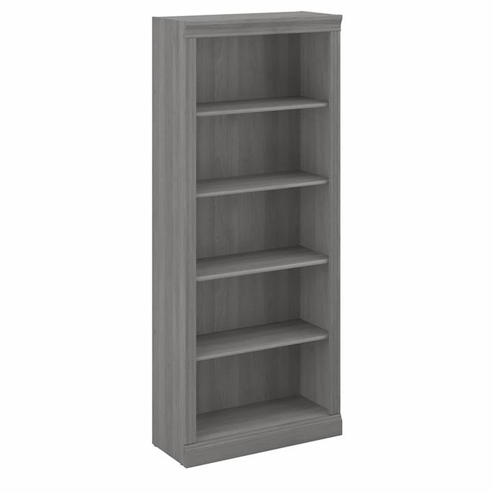 Bush Home Saratoga Tall 5 Shelf Bookcase in Modern Gray, Home Office Organizer, Vertical Storage Solution for Books and Office Supplies, Tall Bookshelf