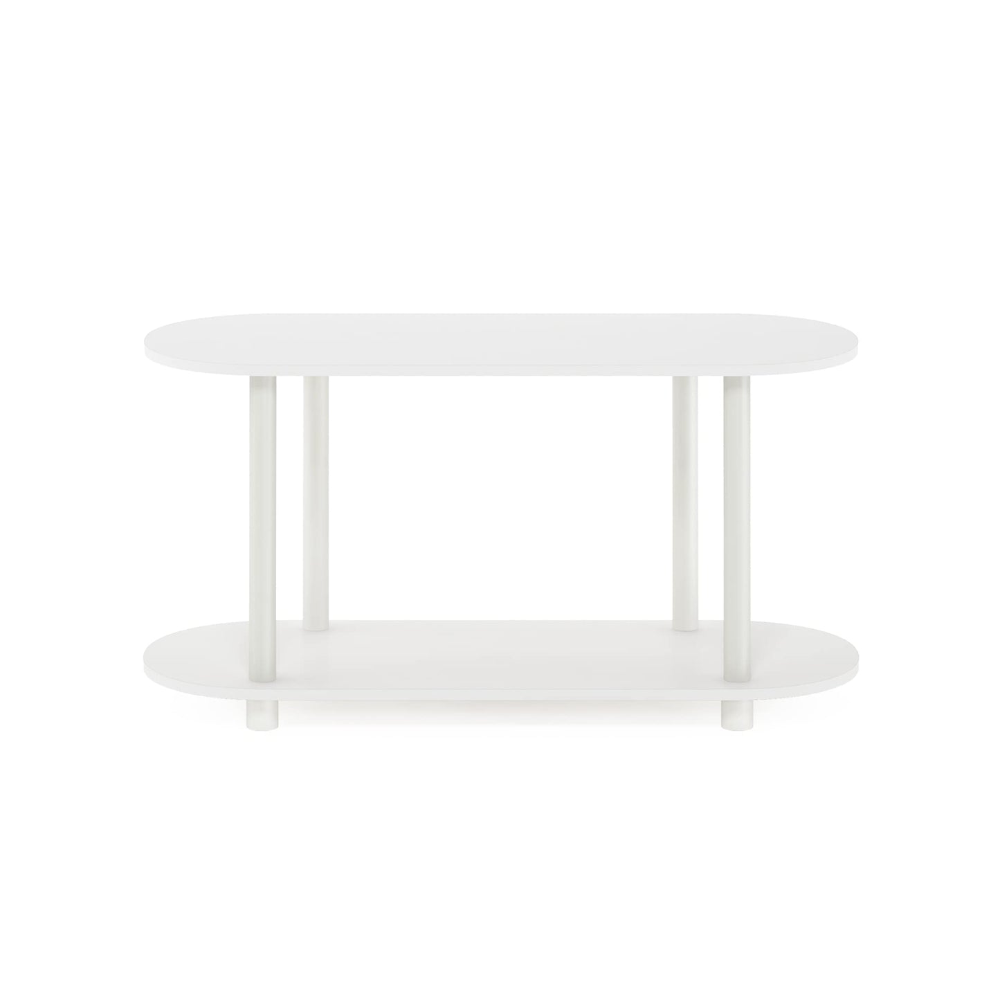 Furinno Turn-N-Tube No Tools Modern Oval Side Table, White/Virgin White