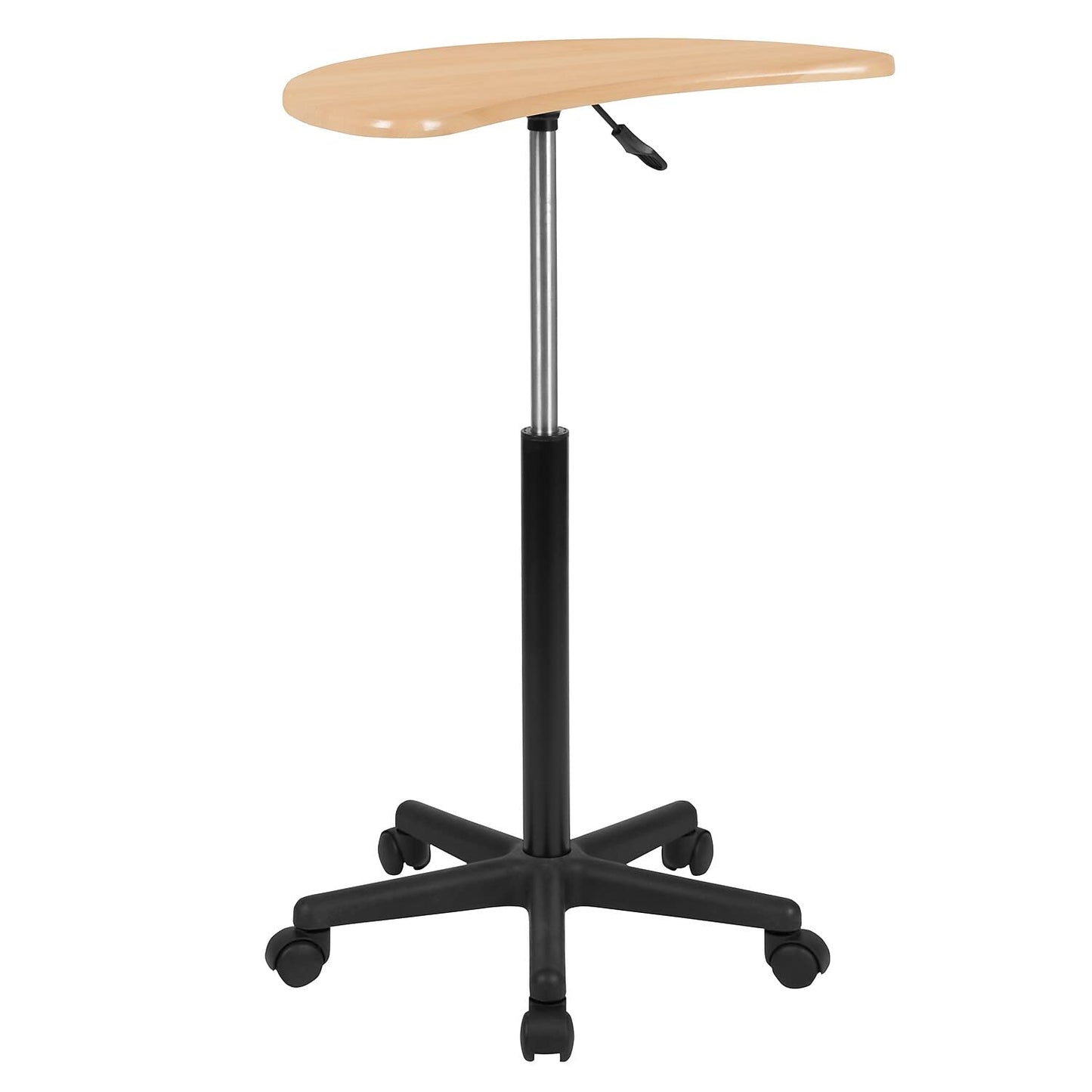Flash Furniture Eve Maple Sit to Stand Mobile Laptop Computer Desk with Heavy Duty Nylon Base and Dual Wheel Casters