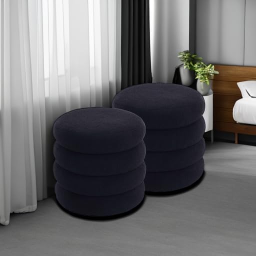 Flouki 19.5" Storage Ottoman Round, Vanity Stools
