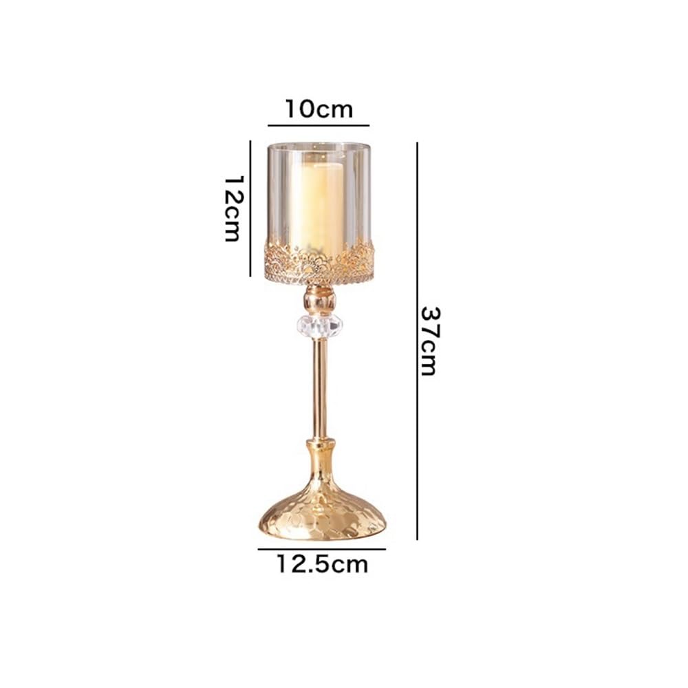 cfycfy987 Candelabra Luxury Golden Metal Glass Candlestick Home Dining Table Decoration Ornament Candle Holder Candle Sticks Holder(Large)