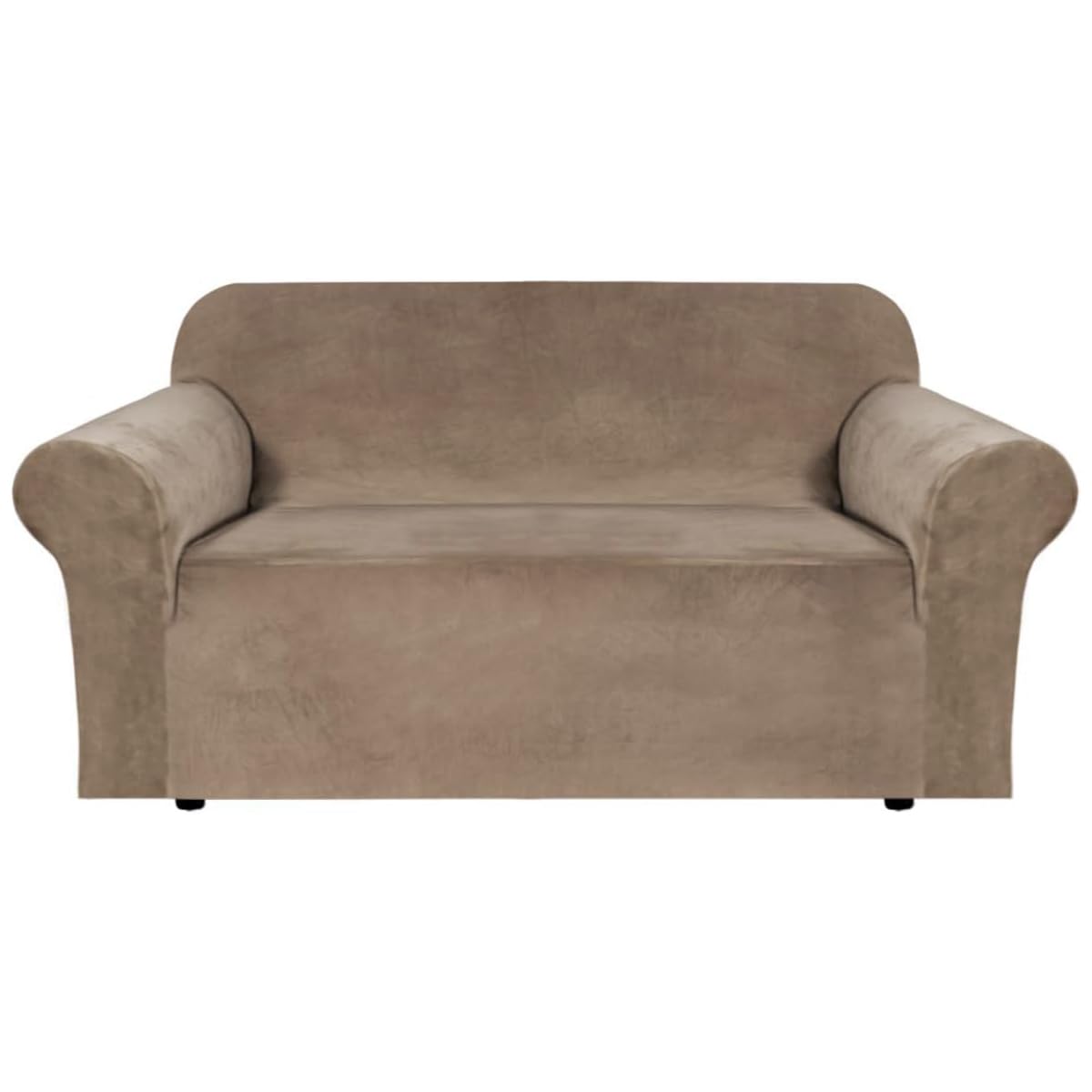 H.VERSAILTEX Stretch Velvet Loveseat Covers for 2 Cushion Couch Covers for Living Room Sofa Covers Slipcovers with Non Slip Straps Bottom, Ultra Thick Comfy Velour (Width 58"-72", Camel)