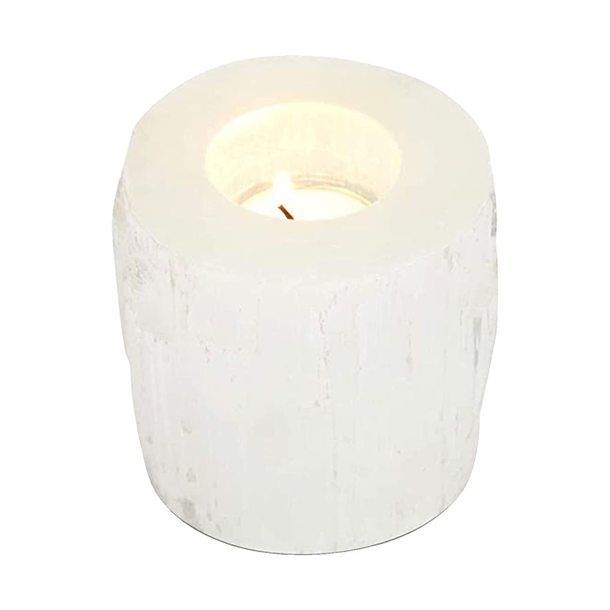NORTHLANDZ Selenite Crystal Candle Holder, Hand Crafted Morocco Tealight Candlestick Holder for Healing, Meditation & Yoga, Ideal for Gift & Bedroom Decor