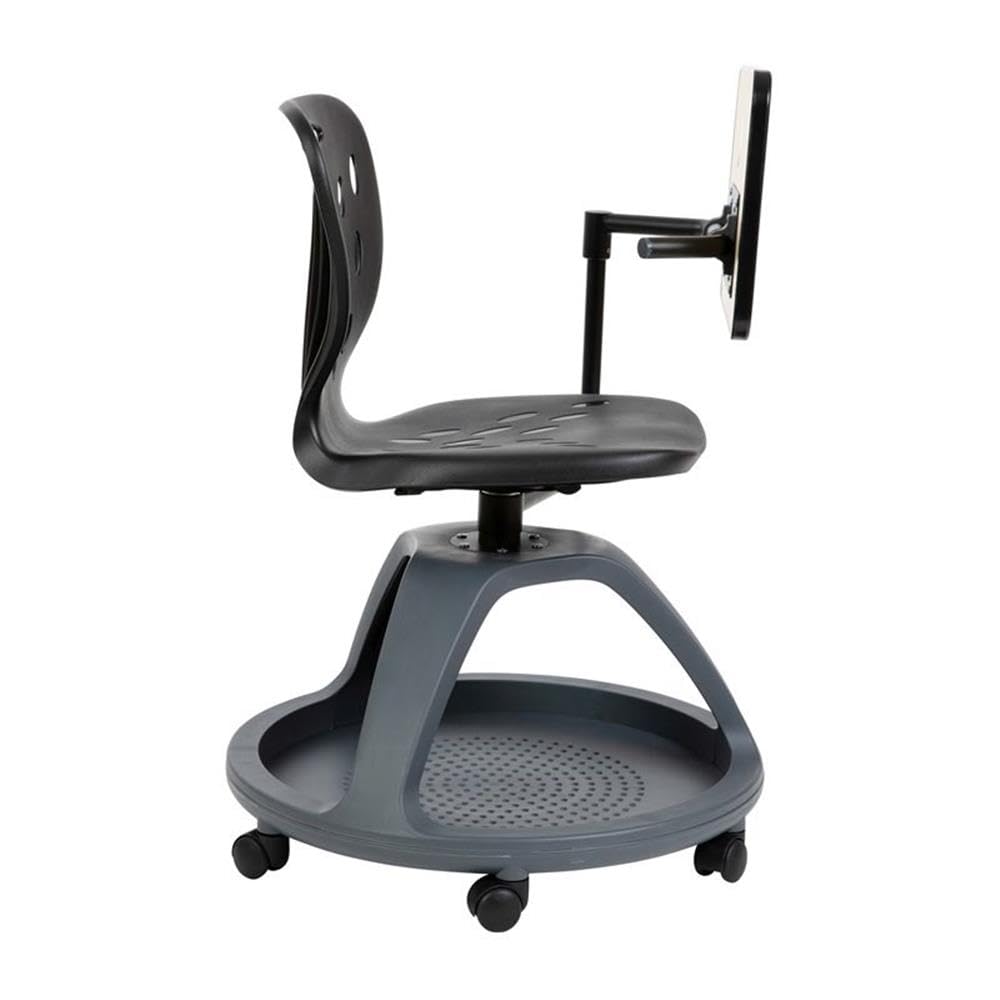 Flash Furniture Laikyn Black Mobile Desk Chair with 360 Degree Tablet Rotation and Under Seat Storage Cubby
