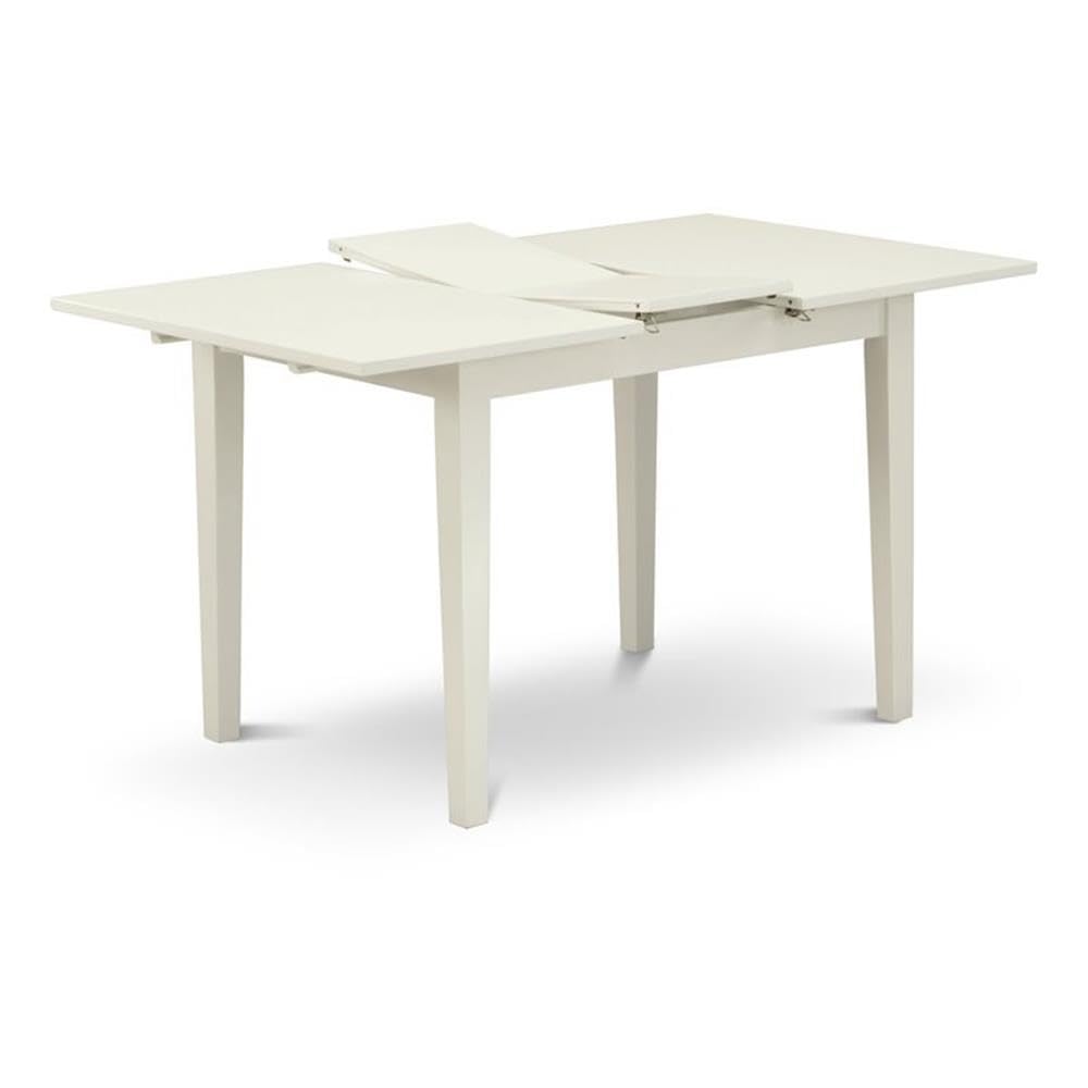 East West Furniture NFT-LWH-T Norfolk Kitchen Table - a Rectangle Dining Table Top with Butterfly Leaf, 32x54 Inch, Linen White