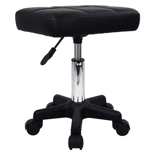 FURWOO Rectangle Rolling Stool with Wheels Height Adjustable Swivel Stool Chair for Spa Salon Massage Black