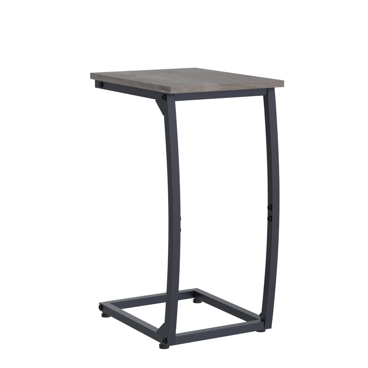 LAKEMID C Shaped End Table Set of 2, Side Table for Couch,Curved Support Legs, Slide Under Couch Table for Sofa, TV Tray Table for Living Room Bedroom（Lvory）