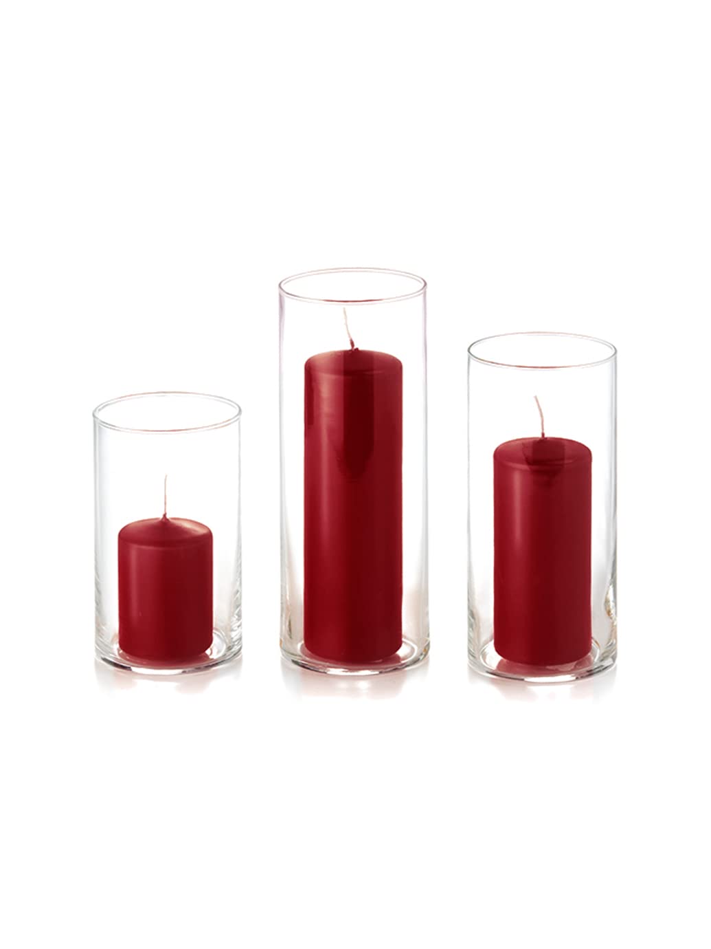 yummi Set of 12 Slim Pillars and Cylinder Vases - Burgundy