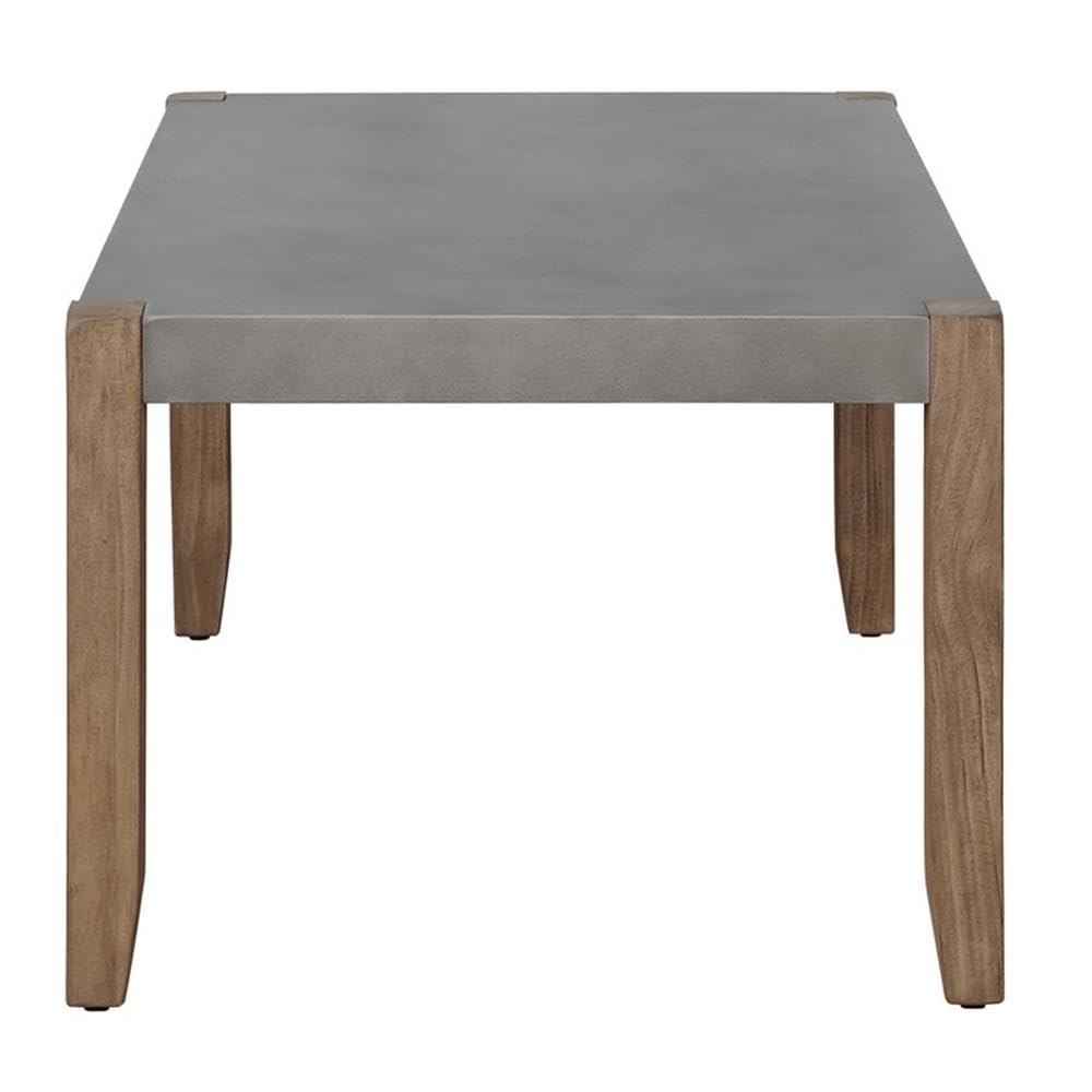 Alaterre Furniture Newport Living Room Collection – 36” x 24” Rustic Industrial Small Coffee Table with Faux Concrete Top Finish and Light Amber Solid Wood Legs (Concrete Gray)