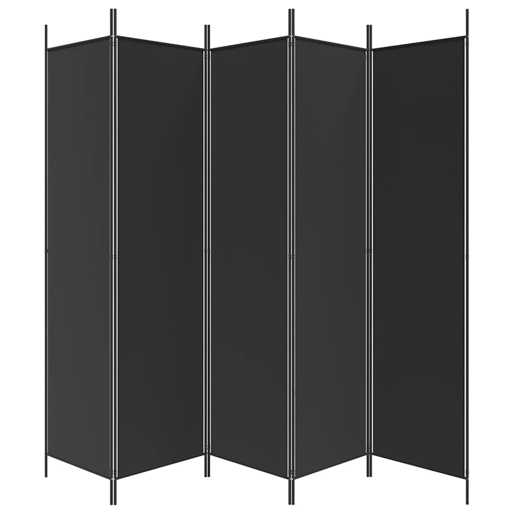 5-Panel Fabric Room Divider Black 98.4x78.7 Inches, Foldable Room Partition for Privacy, Breathable Screen to Separate Bedroom or Block Sunlight