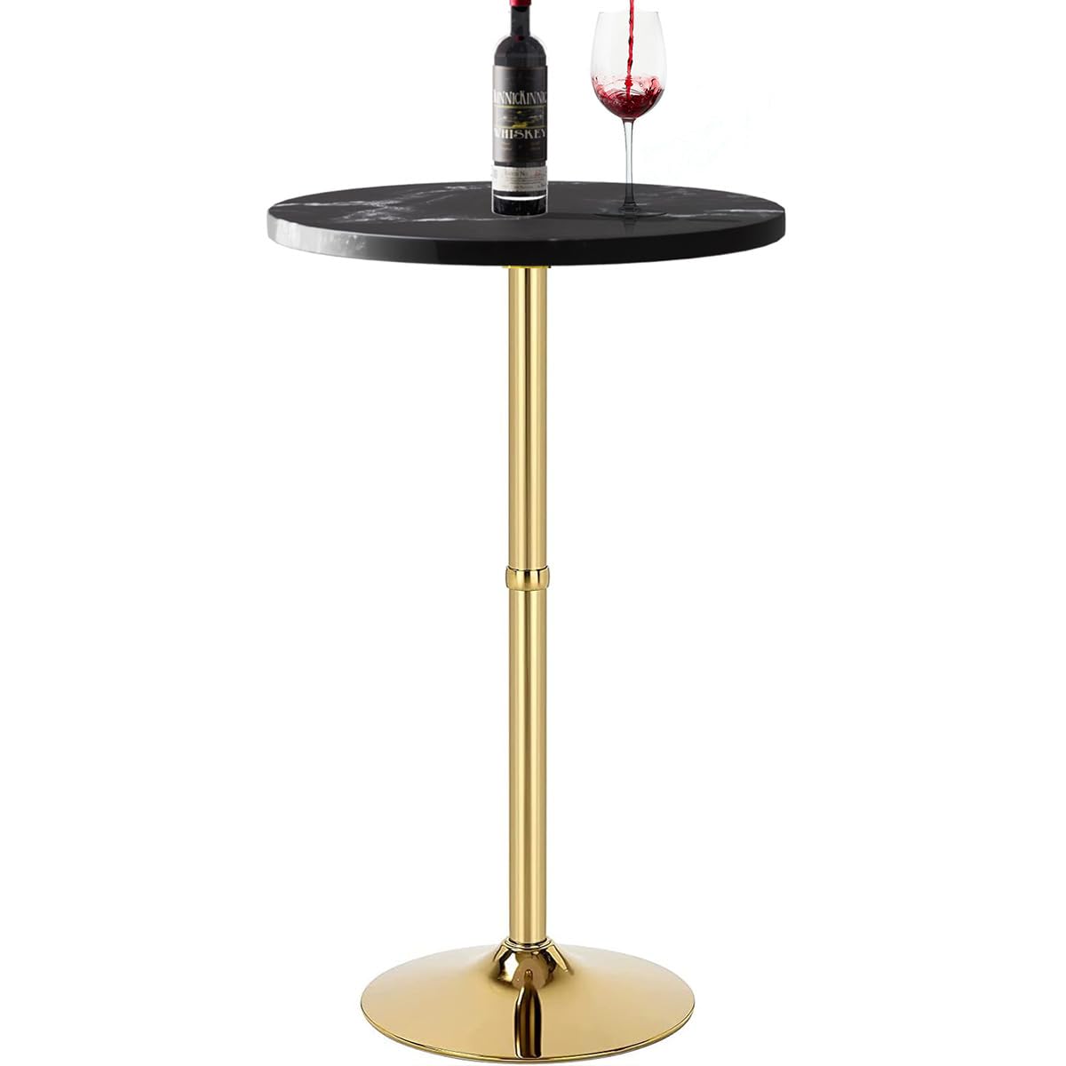YHGSYXL Bar Table for Kitchen, 24 inch Round Counter Height Table with Gold Metal Base, 39.1 Inch Kitchen Island Table for Dining Room Breakfast Room, Industrial Tray Table Ideas for Small Space