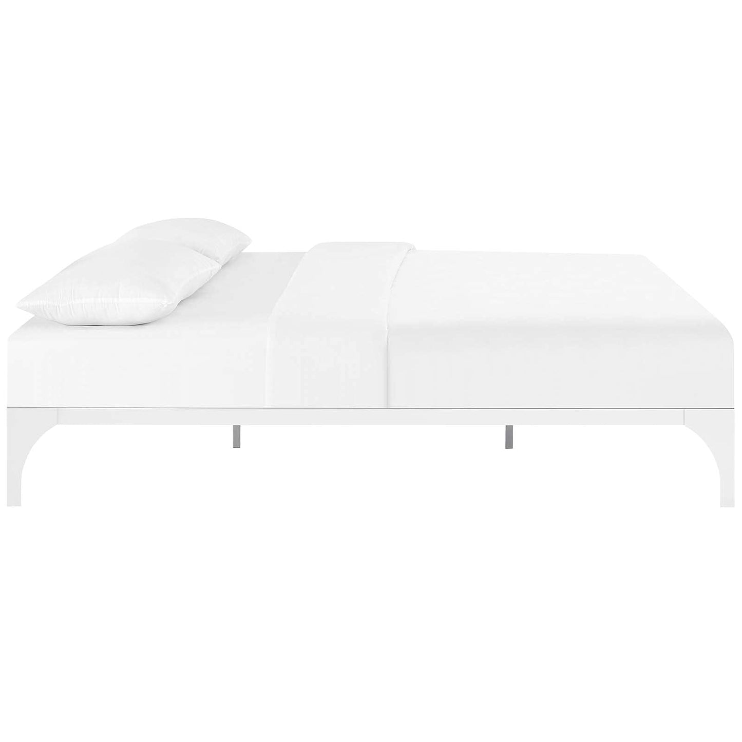 Modway Ollie Steel Modern Full Platform Bed Frame Mattress Foundation with Slat Support in White