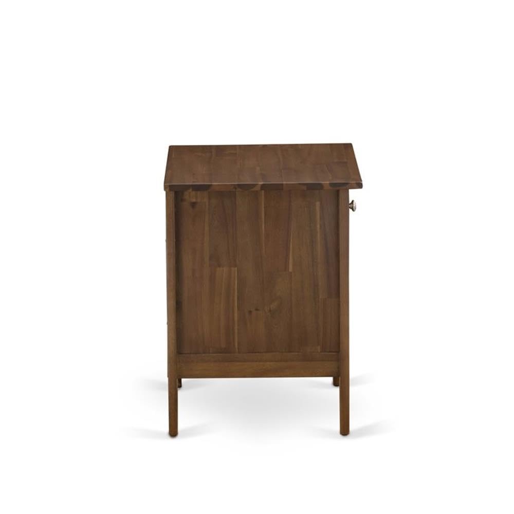 East West Furniture GA-08-ET Gallatin Night Stand - Rectangle Bedside Table with a Drawer for Bedroom, 18x21 Inch Inch, Antique Walnut