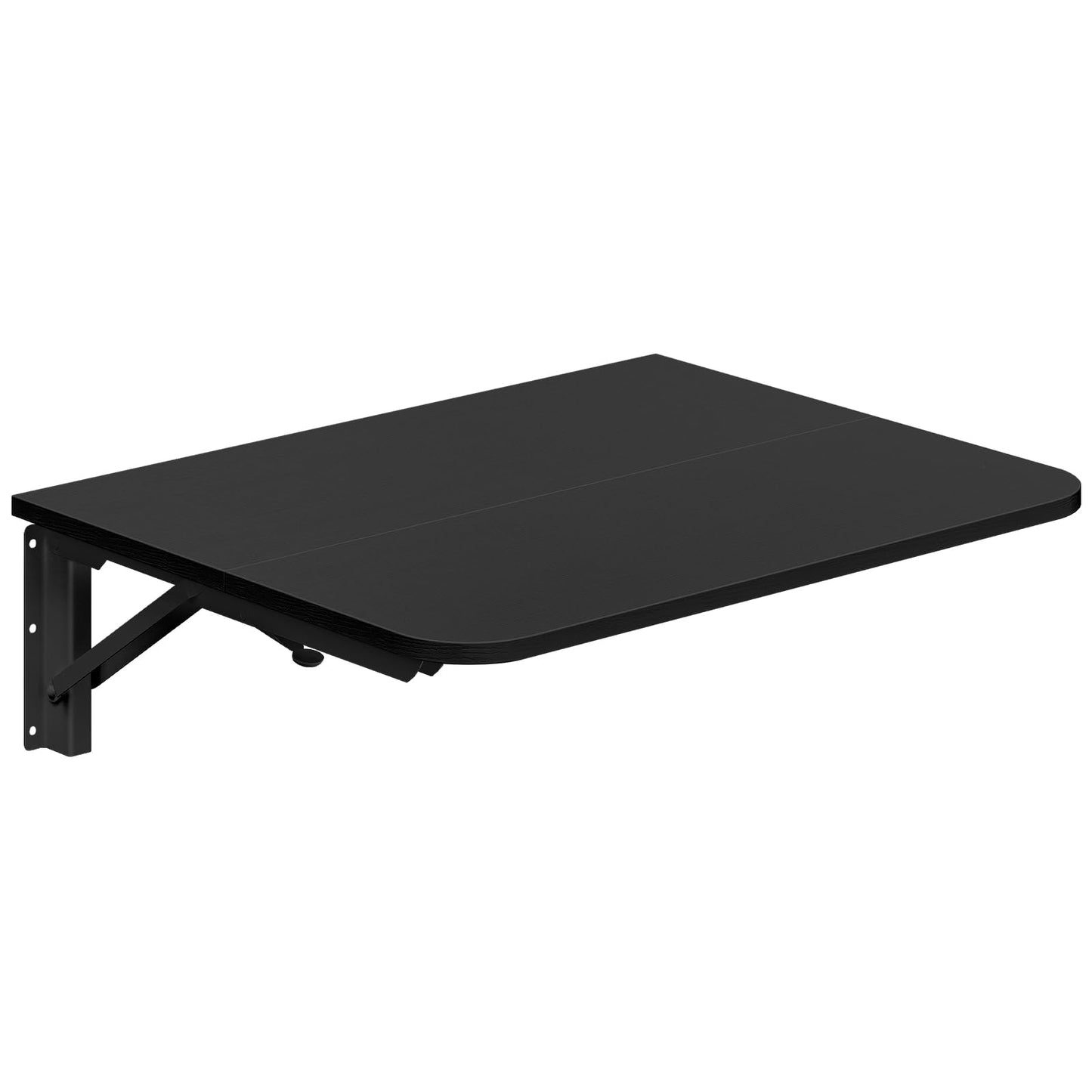 HOOBRO Folding Table, Wall Mounted Floating Desk with Iron Bracket, Drop Leaf Table for Small Spaces, Kitchen, Laundry Room, Home, Office, Black BK054BZ01