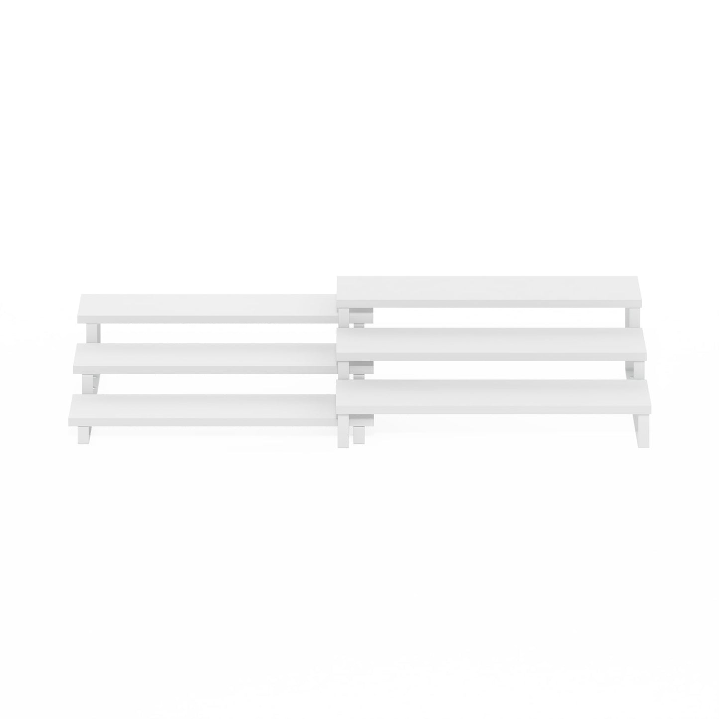 Furinno RAVEL Kitchen Countertop Organizer Set of 2, 3-Tier Nesting Metal Frame Counter Shelves, Kitchen Storage, Expandable, Spice Rack, for Pantry, Coffee Bar, White