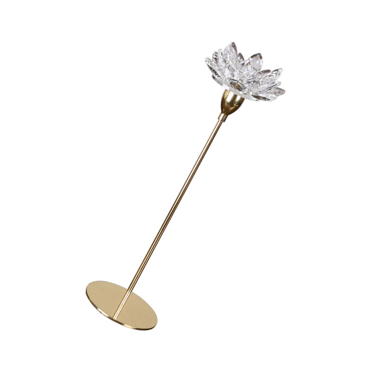 jojofuny Metal Crystal Lotus Candlestick Holder Small Gold Wedding Candle Stand Decorative Candlelight Dinner Ornament for Dining Room