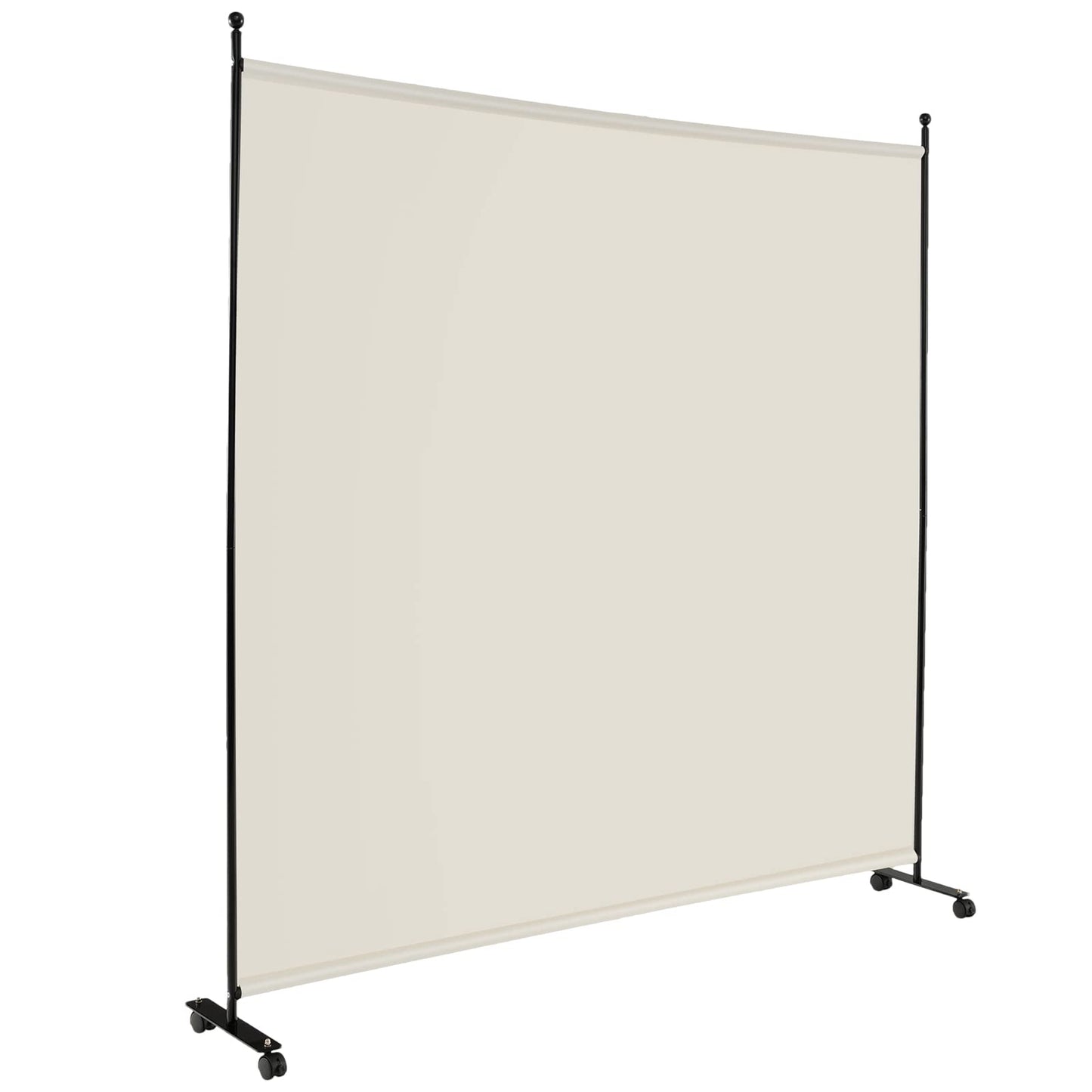GOFLAME 6FT Single Panel Room Divider, Wide Rolling Privacy Screen with Lockable Wheels, Portable Room Partition Screen, Freestanding Wall Divider and Separator for Home Office, White