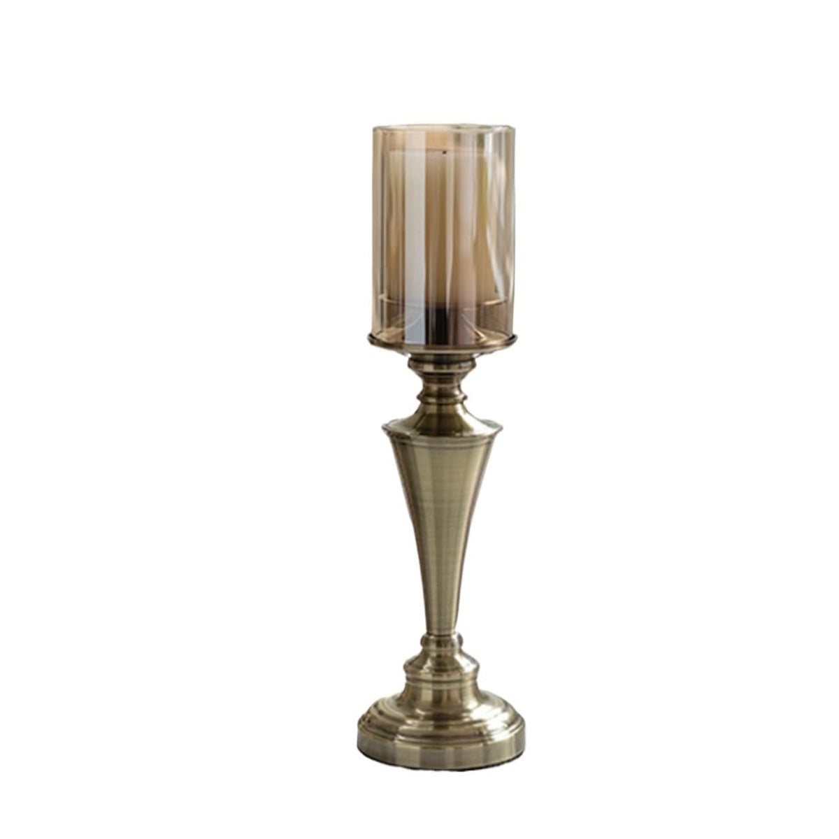 Candlestick Holders Creative Iron Candlestick with Glass Cover Home Dining Table Decoration Candlestick Ornaments Candle Holders(Small)