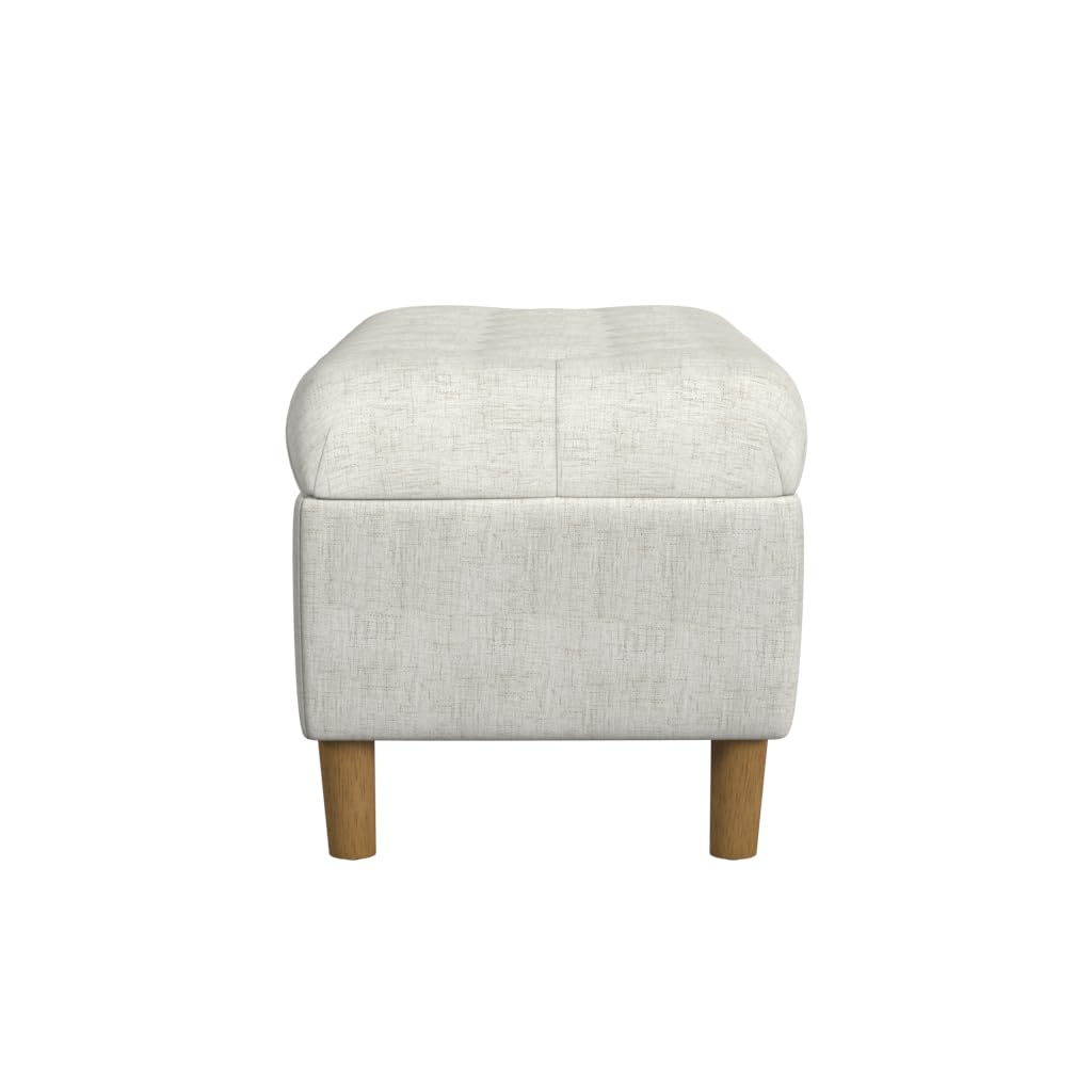 HomePop 40" Ainsley Button Tufted Storage Bench - Cream Textured Solid
