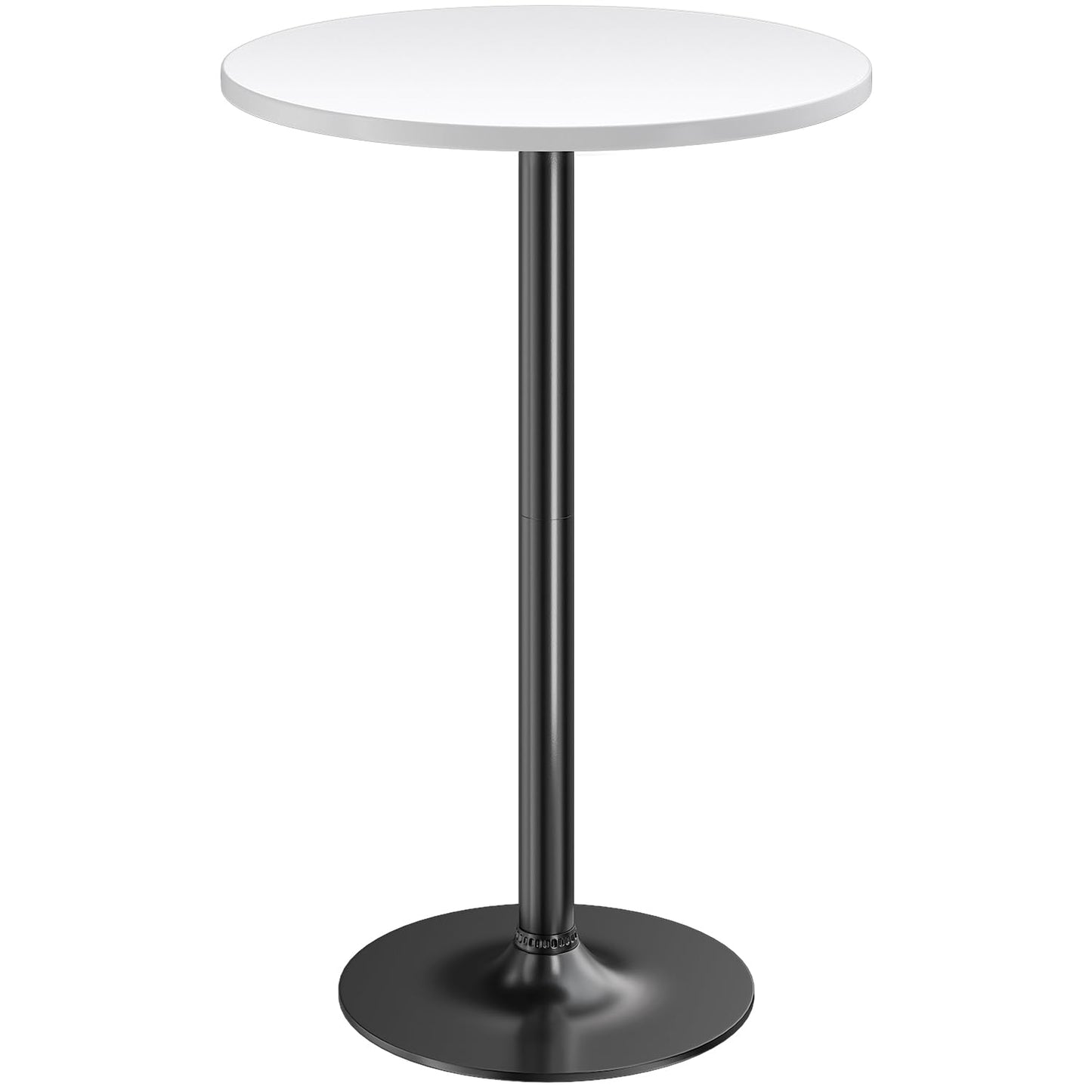 Furmax Bistro Pub Table Round Bar Height Cocktail Table for Home Bar, Small Round Bar Tables for Party, Dining Room, Living Room and Wedding, Metal Base MDF Top Obsidian, 40.6 Inch Height (1, White-1)