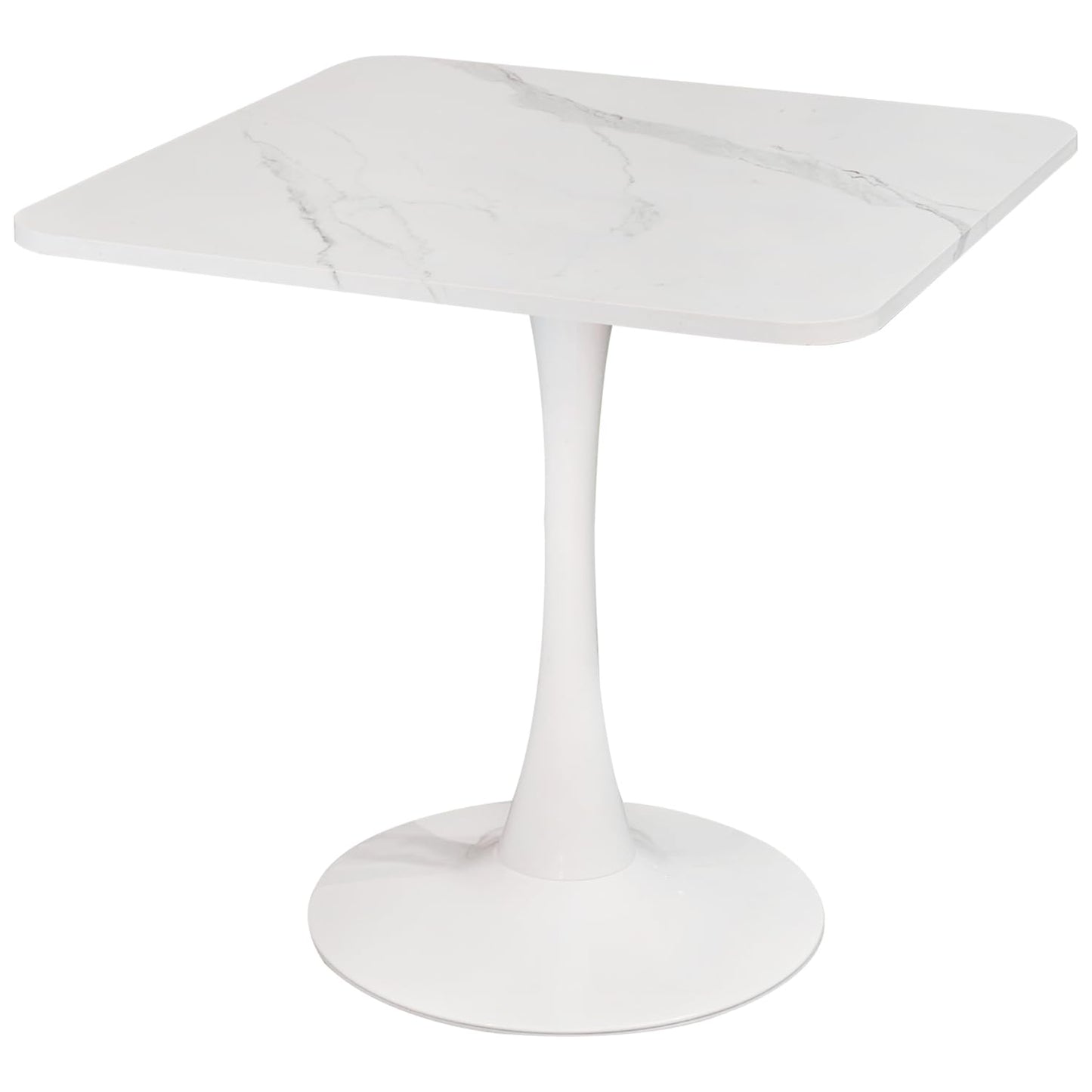 ALPOME 30" Square White Modern Dining Table - Faux Marble Tulip Kitchen Table with Heavy Duty Pedestal Metal Base, Mid-Century Bistro Table for Small Spaces, Apartment, Dining Room, 2-4 People