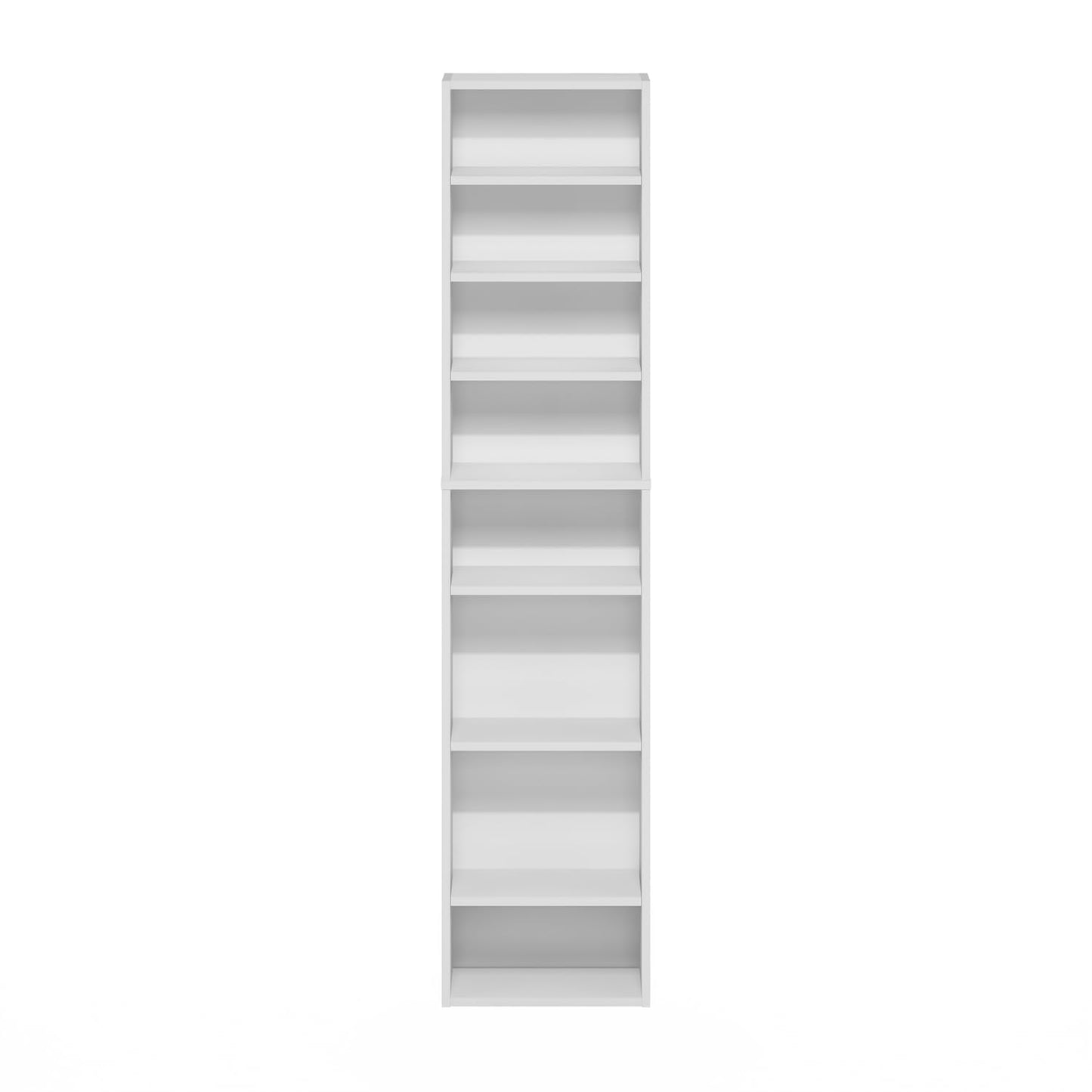 Furinno Indo DVD Shelf, 8-Tier CD Rack, Media Shelf with Adjustable Shelves, DVD Storage Cabinets for CD Blueray Game Disc, Easy Assembly, for Living Room, Home Office, White