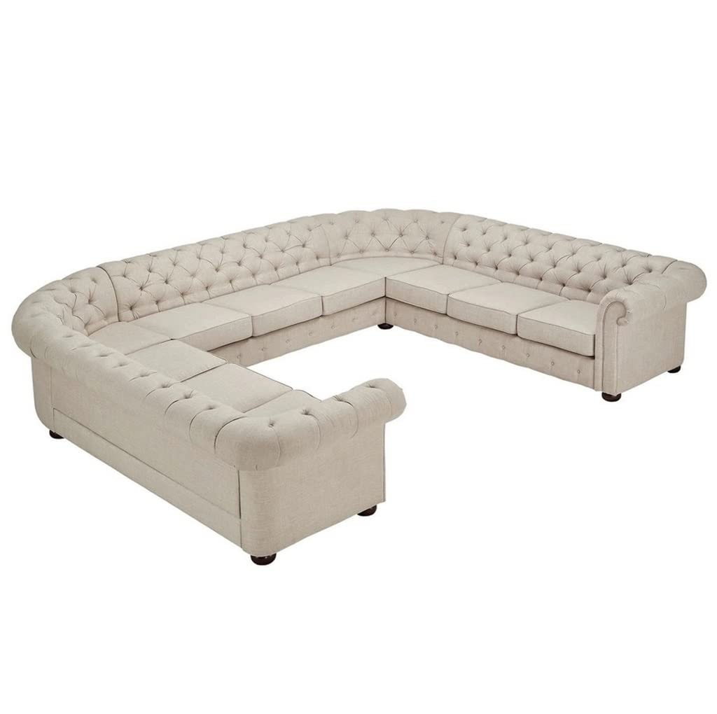 HSIJYGX 11-Seat Sectional Sofa Linen Sofa for Living Room(D)