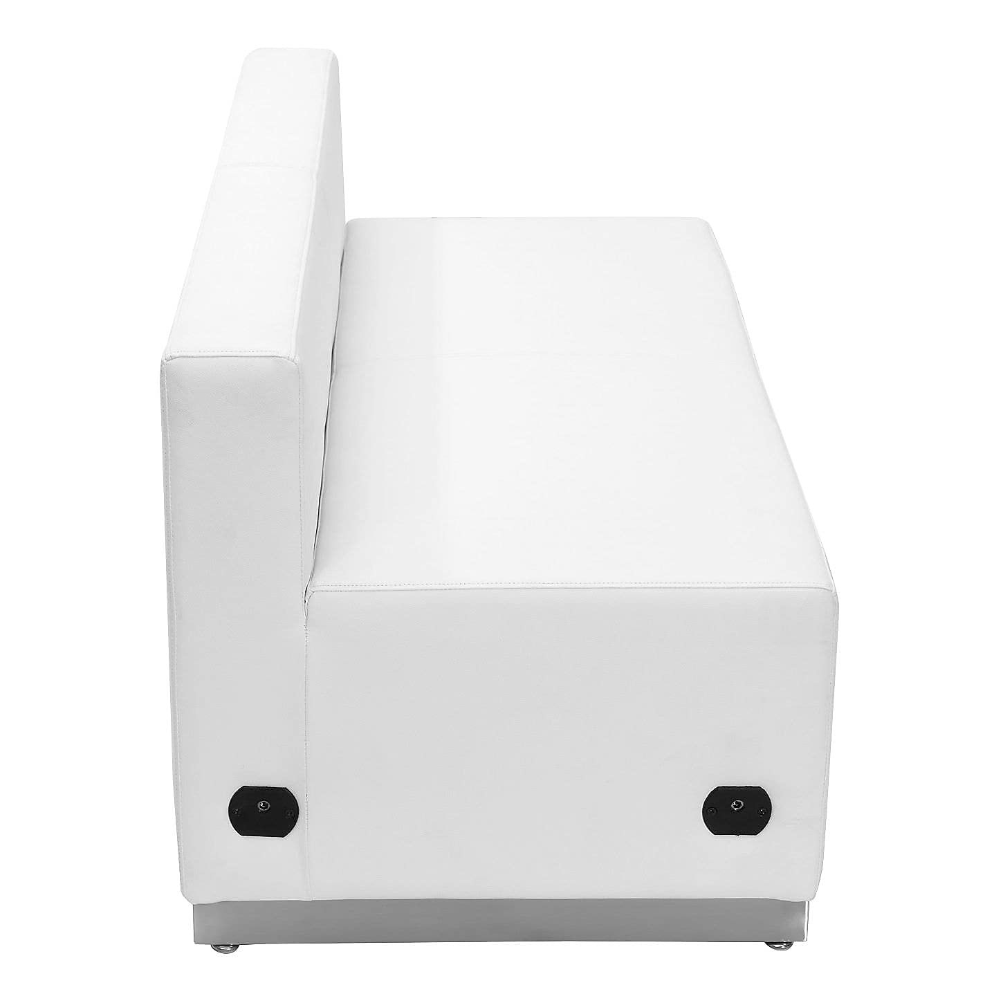 Flash Furniture HERCULES Alon Series White LeatherSoft Loveseat with Brushed Stainless Steel Base