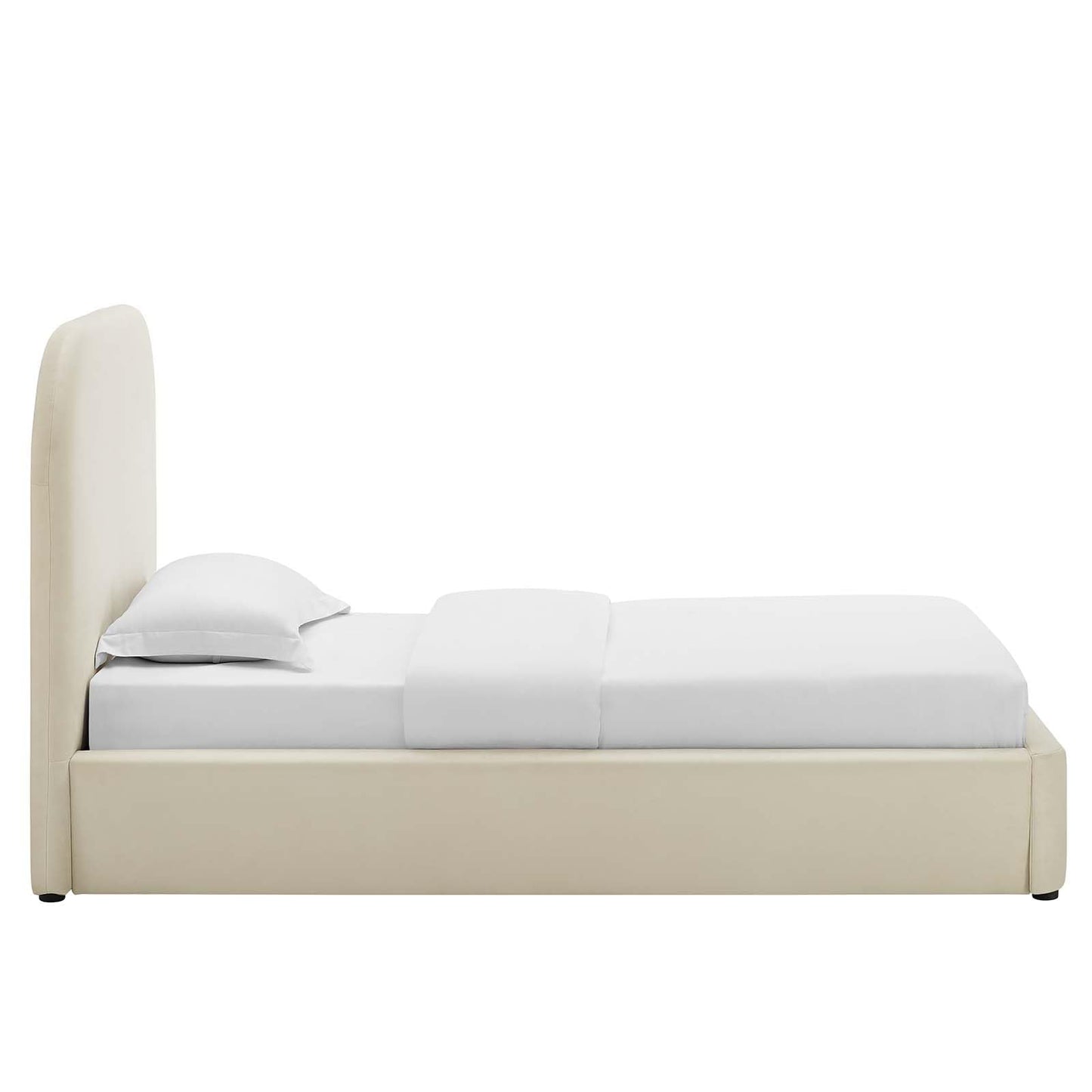 Modway Keynote Modern Bed Frame, Twin Size with Curve Shaped Headboard in Alabaster