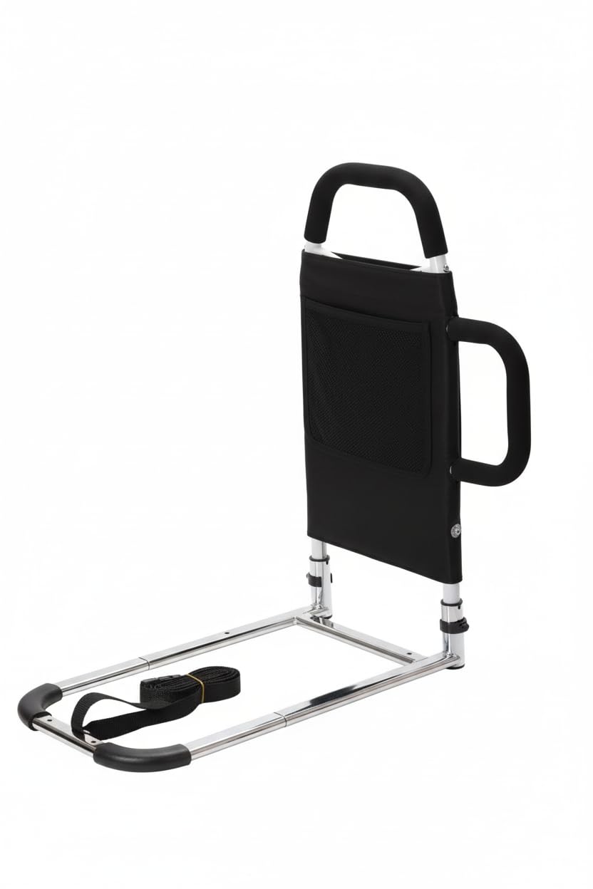 ESMEJOR Bed Rails for Elderly Adults, Bed Assist Rail with Dual Padded Handles & Storage Pocket, 300 lbs Capacity, Fits Twin Queen King Beds, Tool-Free Assembly, Black