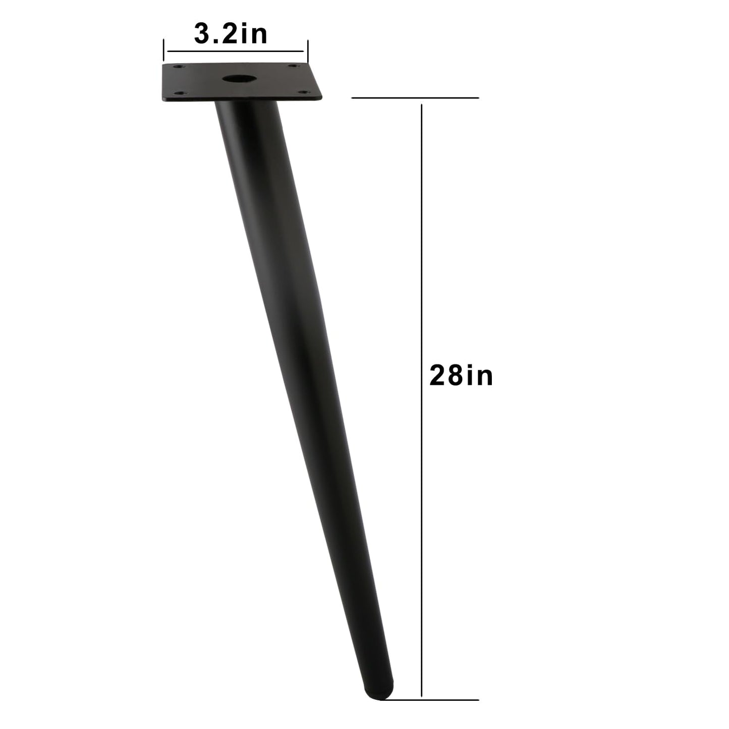 ALXEH Oblique Furniture Leg 28 Inch, Slant Tapered Metal Coffee Table Legs 4pcs, Mid Century Modern Sofa Cabinet Feet Black for Home DIY Project