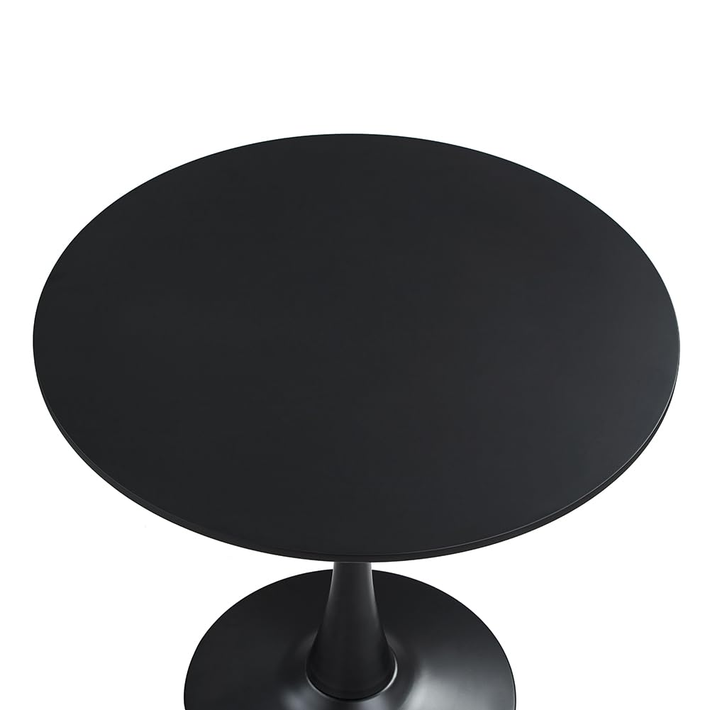 HYYTEIBL 23.4" Tulip Dining Table, Black, Perfect for 2-4 People, Mid-Century Modern Style, Round MDF Top with Sturdy Base for Dining Room, Living Room, Cafe