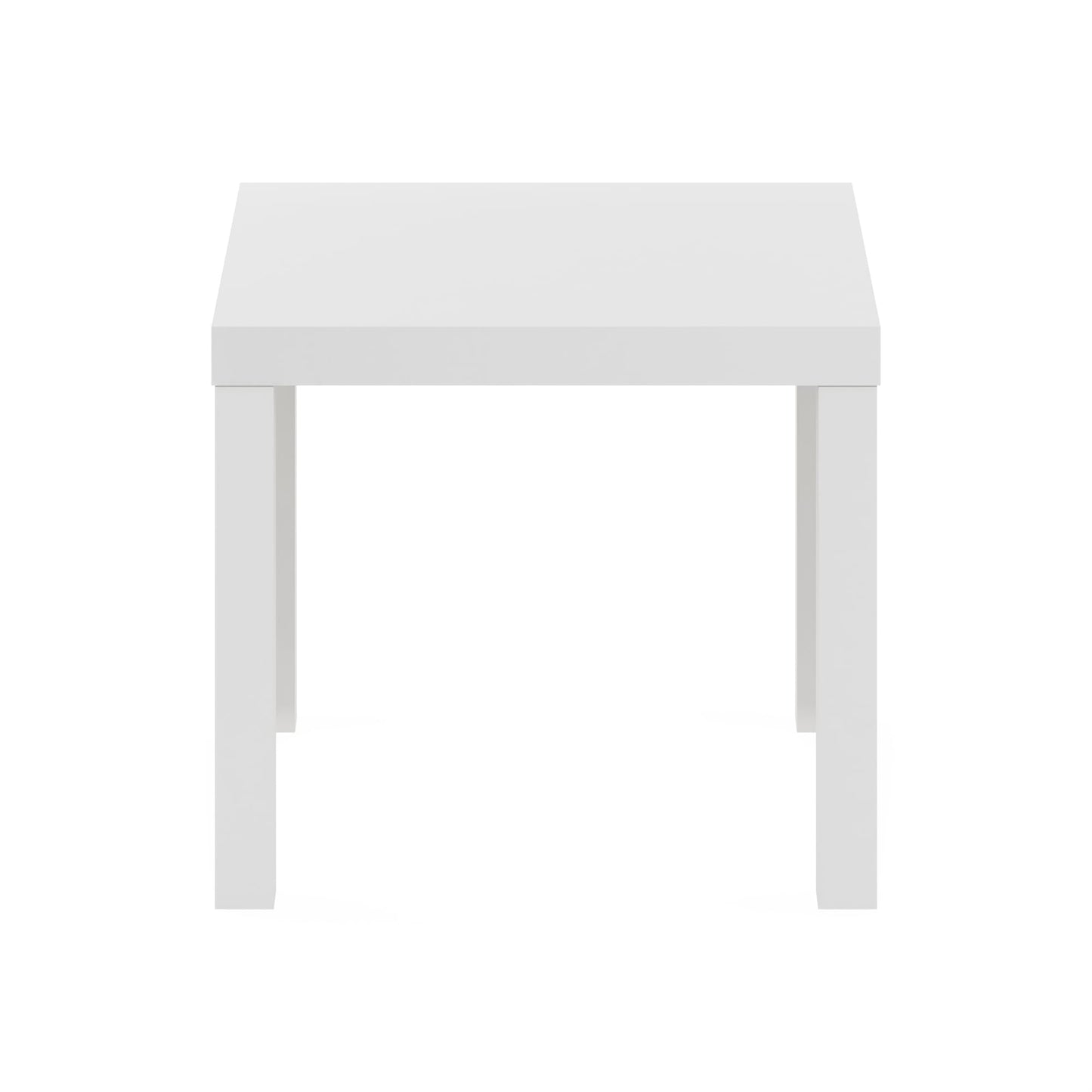 Furinno CLASSIC Side Table, Square Modern End Table with 1.8" Triple Thick Tabletop, Simple Night Stand, Bedside Table, Toolless Assembly, for Living Room, Bedroom, White
