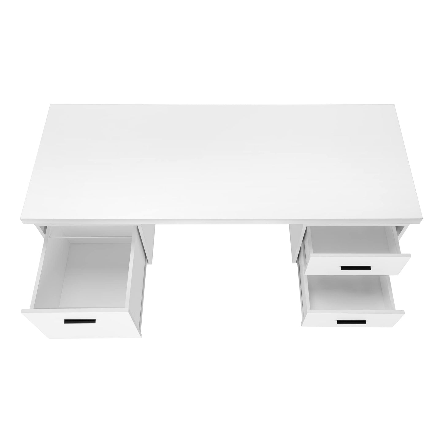 Monarch Specialties I 7631 Computer Desk, Home Office, Laptop, Left, Right Set-up, Storage Drawers, 60" L, Work, Metal, Laminate, White, Black, Contemporary