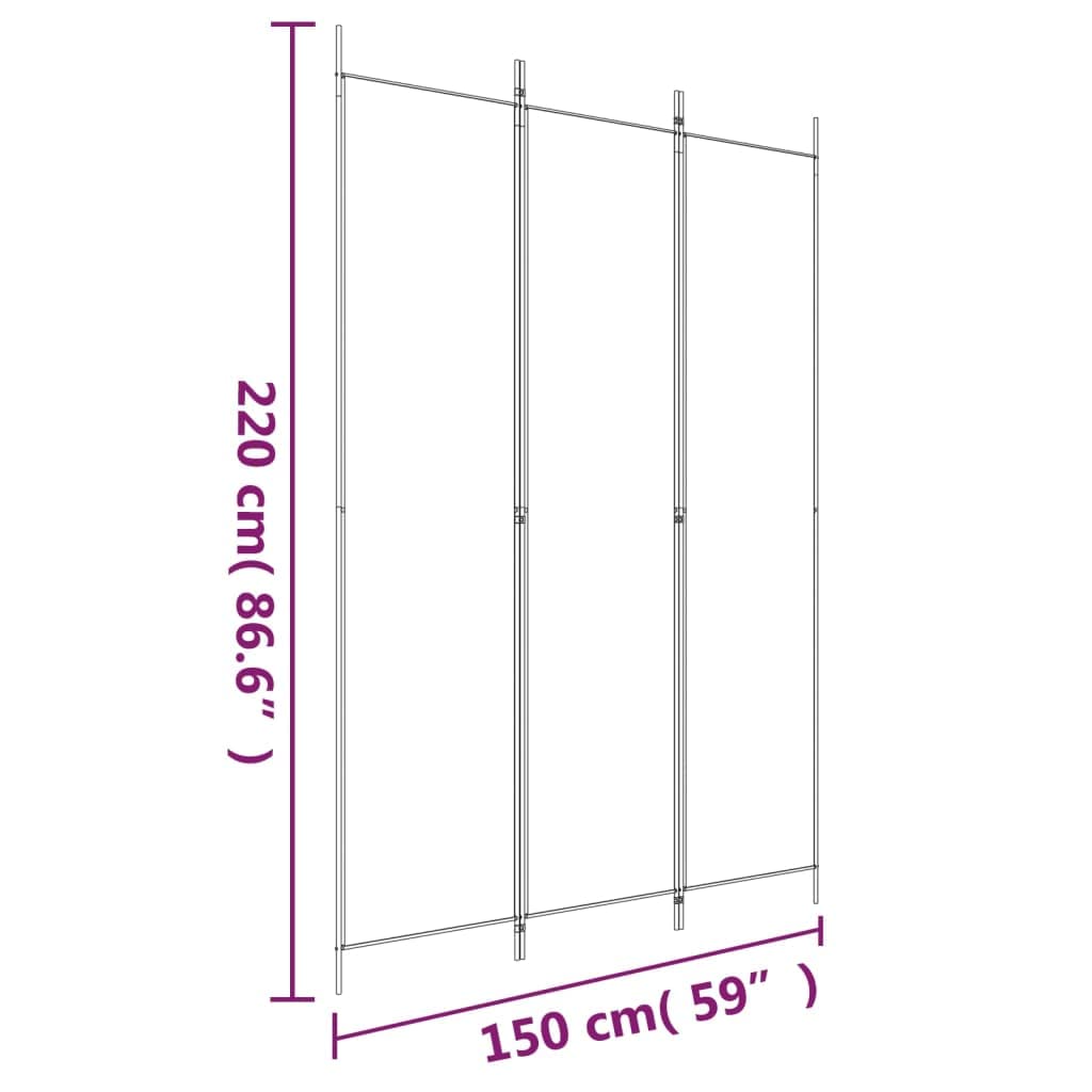 vidaXL 3 Panel Room Divider, Folding Privacy Screen for Room Separation, Room Divider Screen for Home Office, Modern Style, Anthracite Fabric