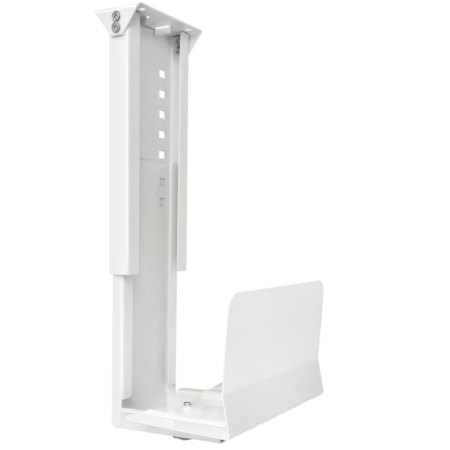 Heavy Duty Computer Wall Mount, Also Great for PC Mount Under Desk - Height Adjustable from 12" to 20", Width Adjustable from 5.7" to 8" - Computer Case Stand PC Holder Under Desk or On Wall, White