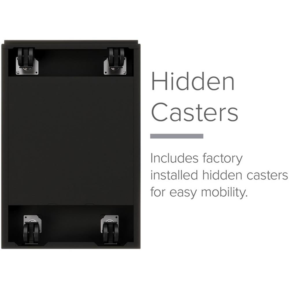 Hirsh Industries 3-Drawer Metal Mobile Pedestal, 20" Deep Box/Box/File Configuration, Black Finish, 27.75" H x 15" W x 19.88" D, Locking File Cabinet with Hidden Casters, Office Storage Solution