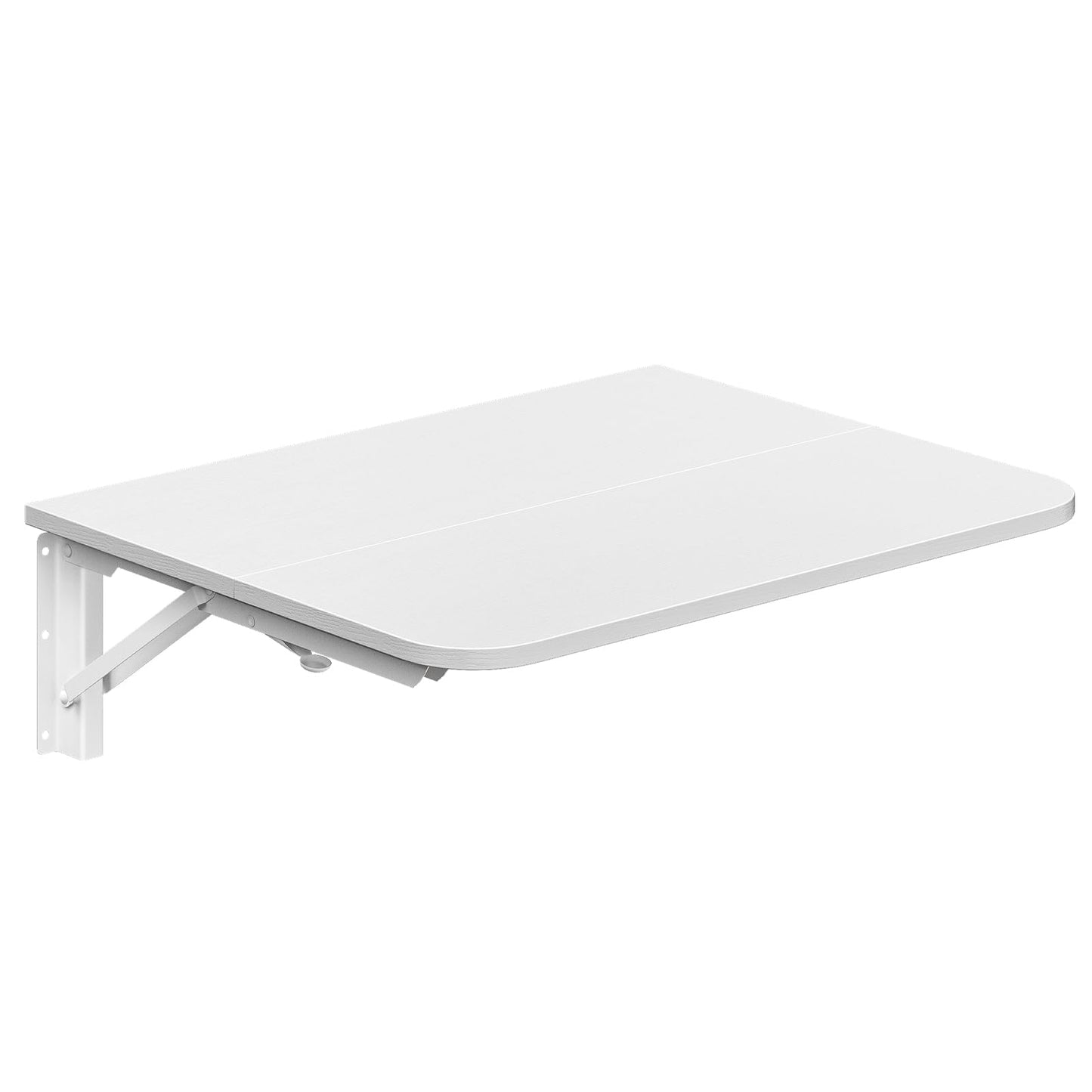 HOOBRO Folding Table, Wall Mounted Desk, Floating Wall Desk with Iron Bracket, Drop Leaf Table for Small Spaces, for Kitchen, Laundry Room, Home, Office, White WT054BZ01