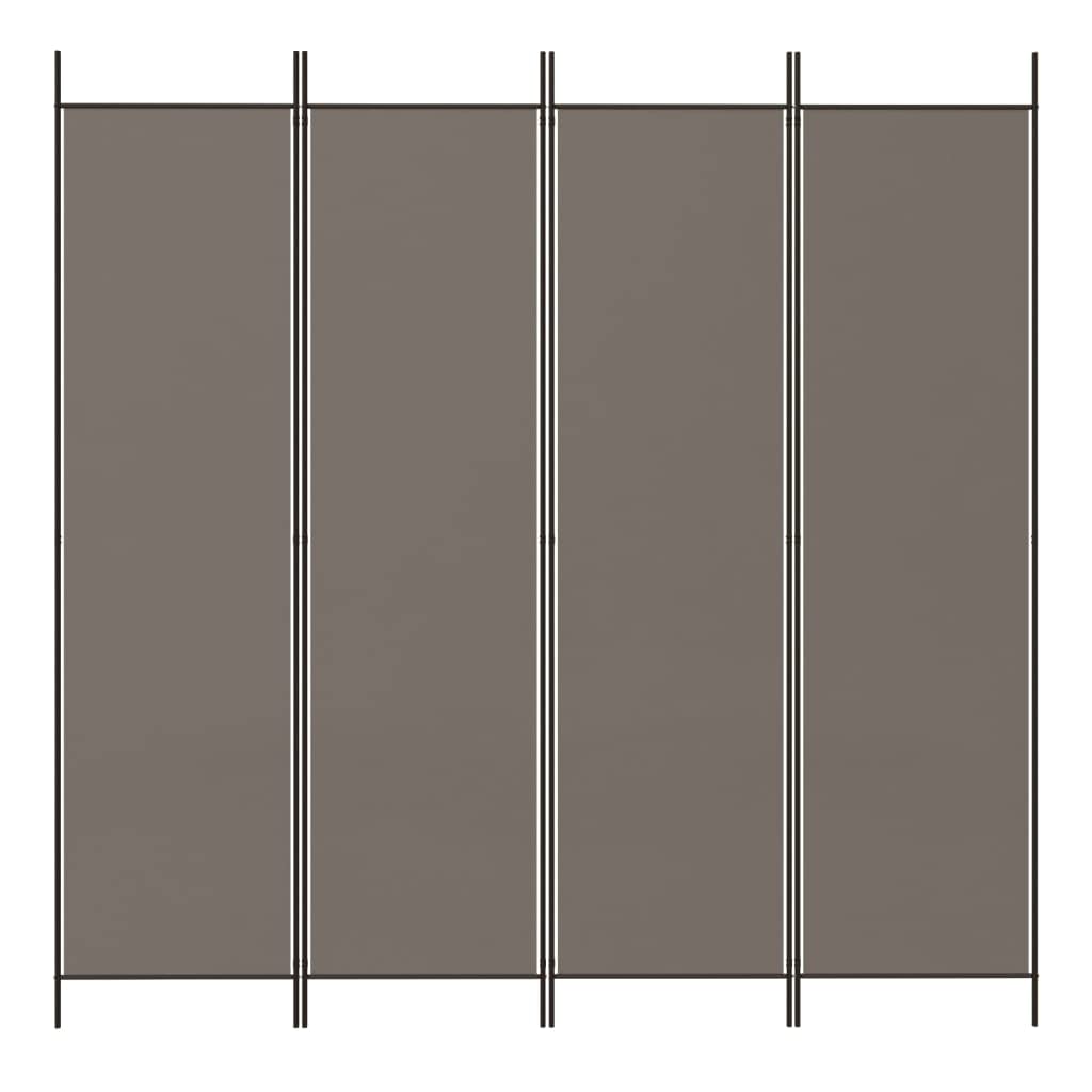 vidaXL 4 Panel Room Divider, Room Divider Privacy Screen Folding 4 Panel, Folding Divider Screen for Home Office, Modern Style, Anthracite Fabric