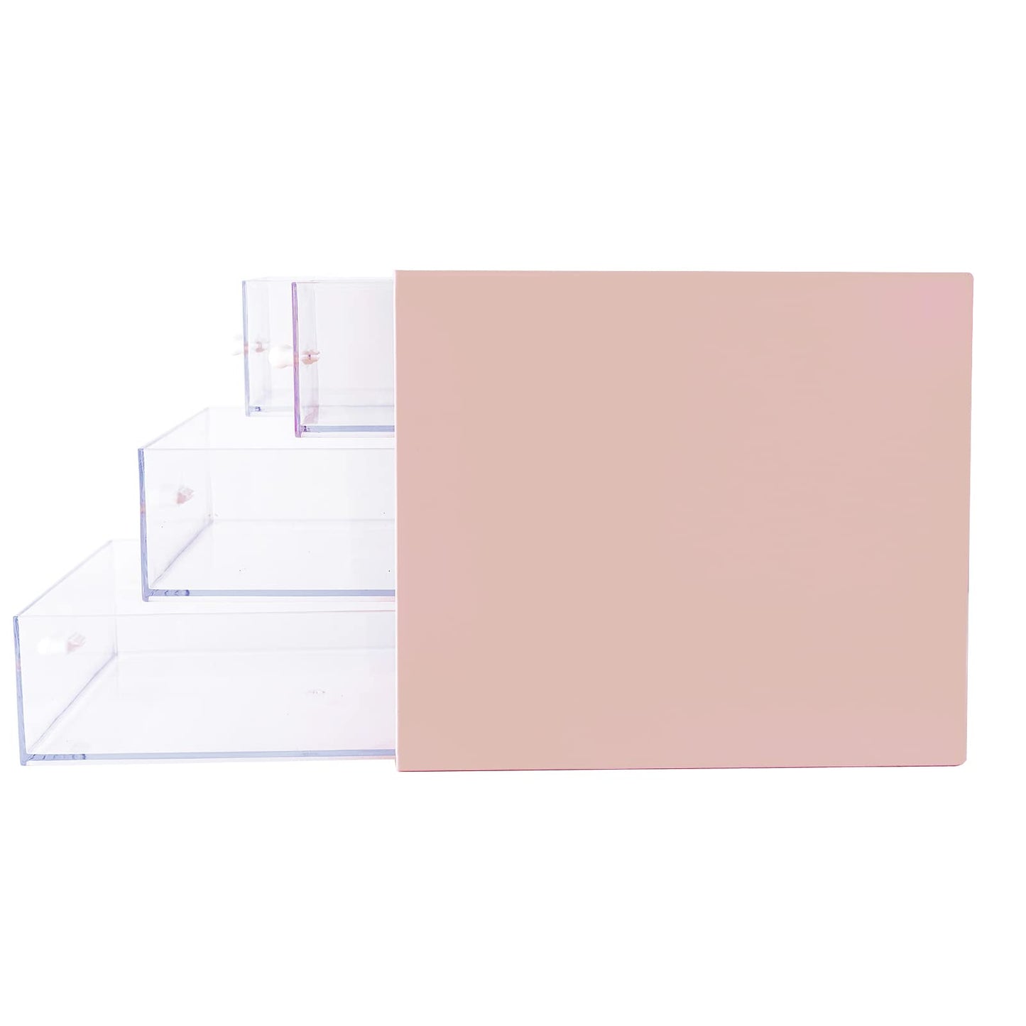 Zyners Desk Organizer with Drawer, Office Organizer with 4 Drawers, Desk Storage Box for, Desktop, Dressing table, Office, School, Home, Plastic Box and 4 Acrylic Drawers(Pink)