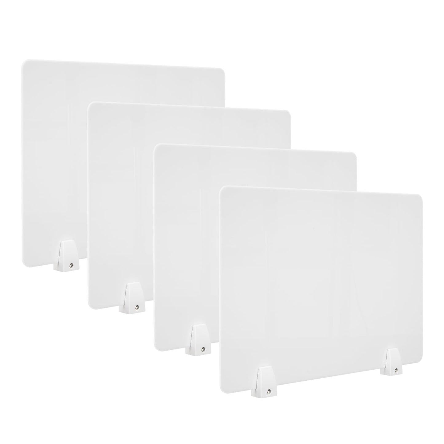 tonchean 4PCS Acrylic Desk Dividers - 23.6”L x15.8”W White, Office Privacy Partitions with Clamps, Plexiglass Protective Shields for Offices Schools Call Centers