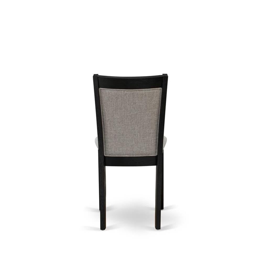 East West Furniture MZC6T06 Monza Parson Chairs - Shitake Linen Fabric Padded Dining Chairs, Set of 2, Wirebrushed Black
