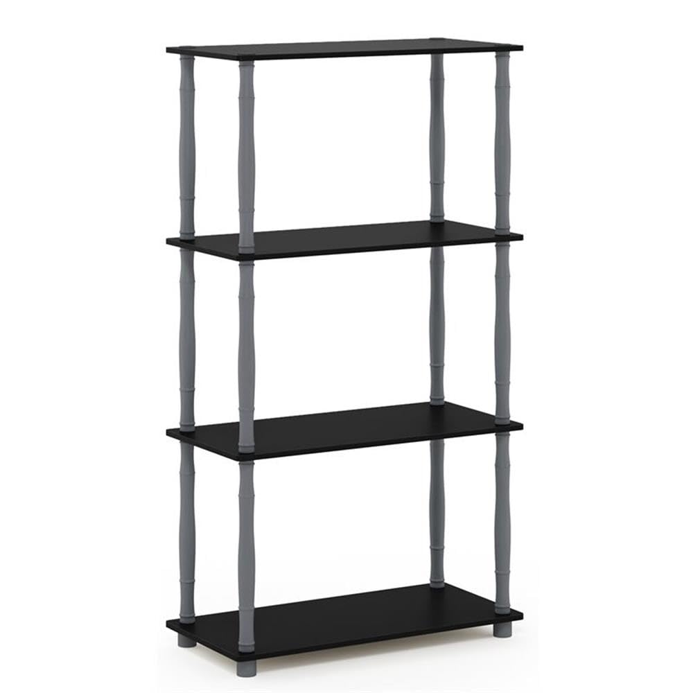 Furinno Turn-N-Tube 4-Tier Multipurpose Shelf Display Rack, Classic Tubes, Black/Grey