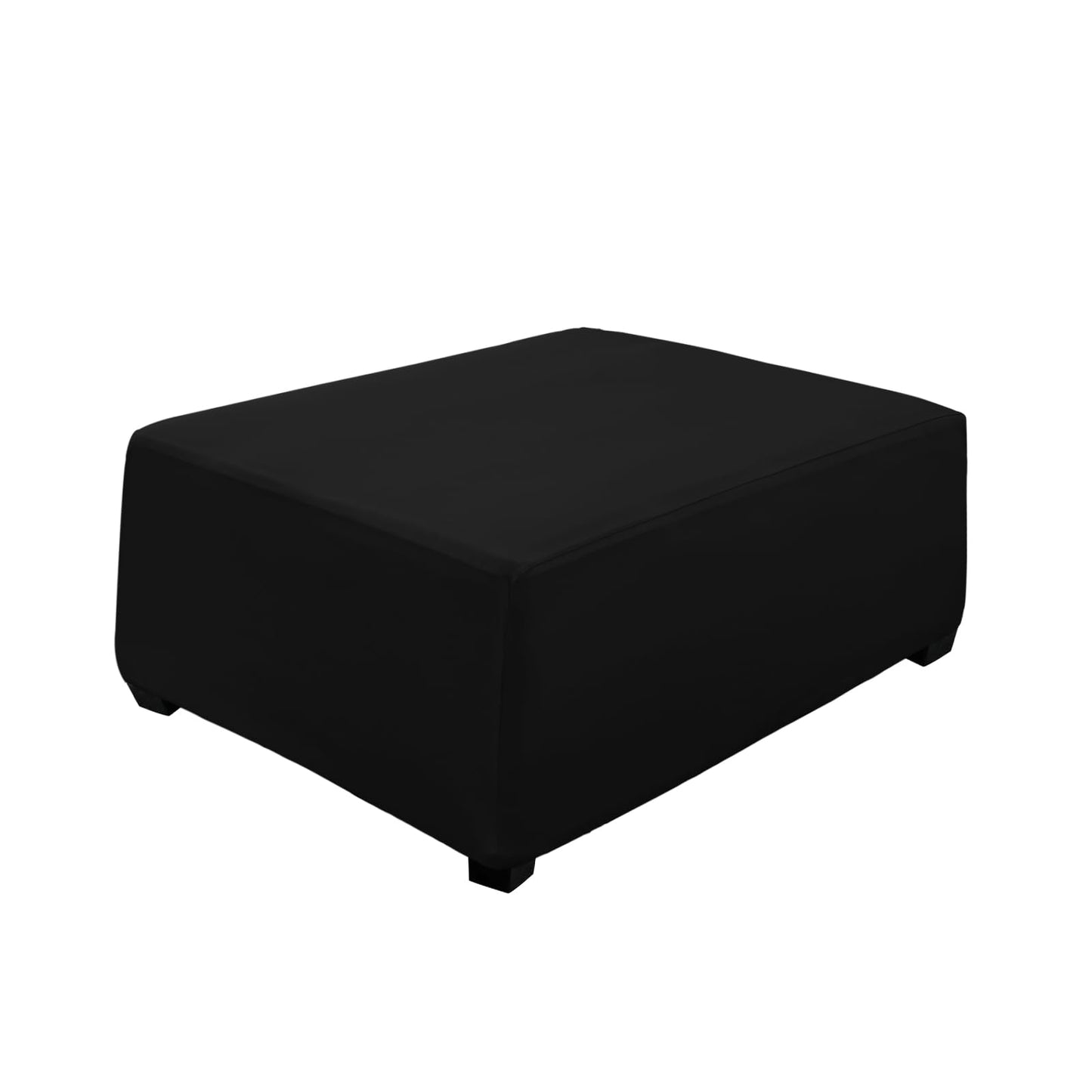 UOIJAY Super Stretch Ottoman Cover- Soft Form Fit Ottoman Cover Rectangular Ottoman Slipcovers for Folding Storage Furniture, Footstool Cover with Nonslip Elastic Bottom (Large, Black)