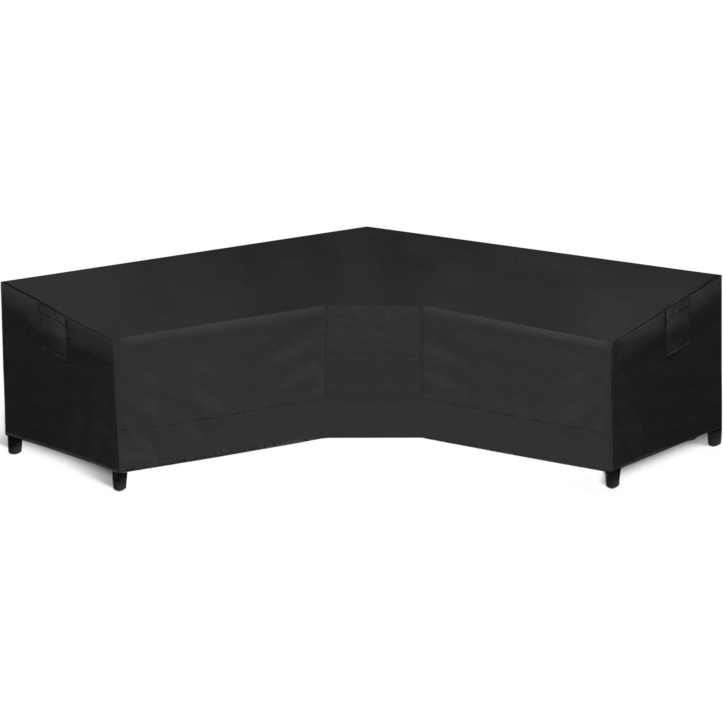 WLEAFJ Patio V-Shaped Sectional Sofa Cover Waterproof, Heavy Duty Outdoor Sectional Couch Cover, Lawn Patio Furniture Cover with Air Vent 89" L (on Each Side) x 33.5" D x 31" H, Black