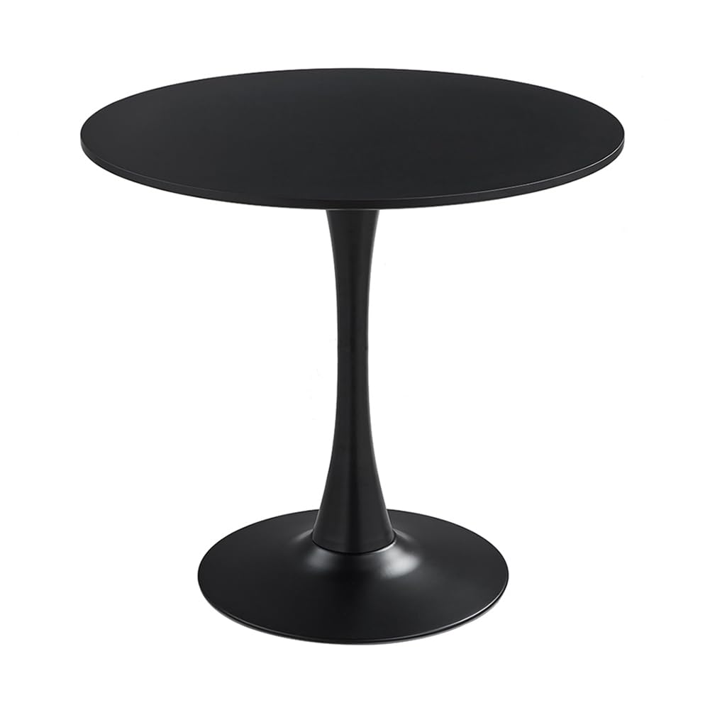 HYYTEIBL 23.4" Tulip Dining Table, Black, Perfect for 2-4 People, Mid-Century Modern Style, Round MDF Top with Sturdy Base for Dining Room, Living Room, Cafe