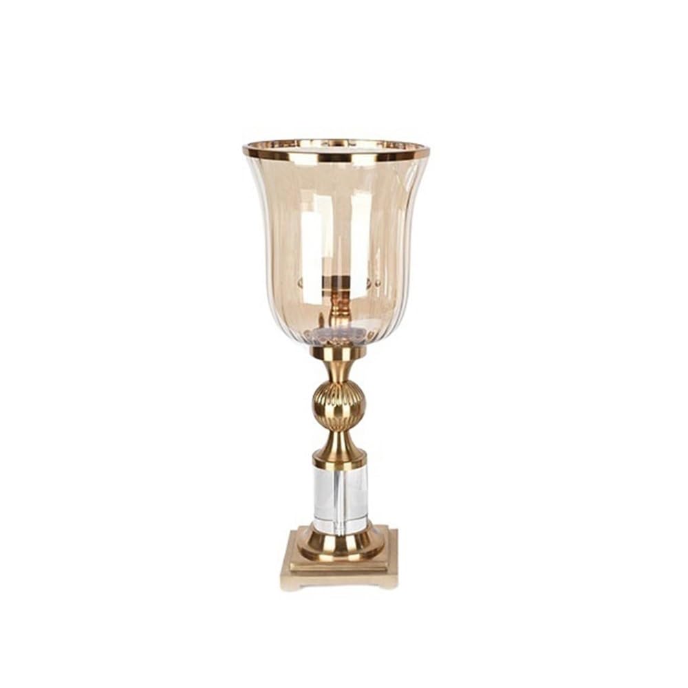 Candlestick Holders European Style Iron Candlestick with Glass Cover Creative Table Decoration Candle Holder Candle Holders(Large)