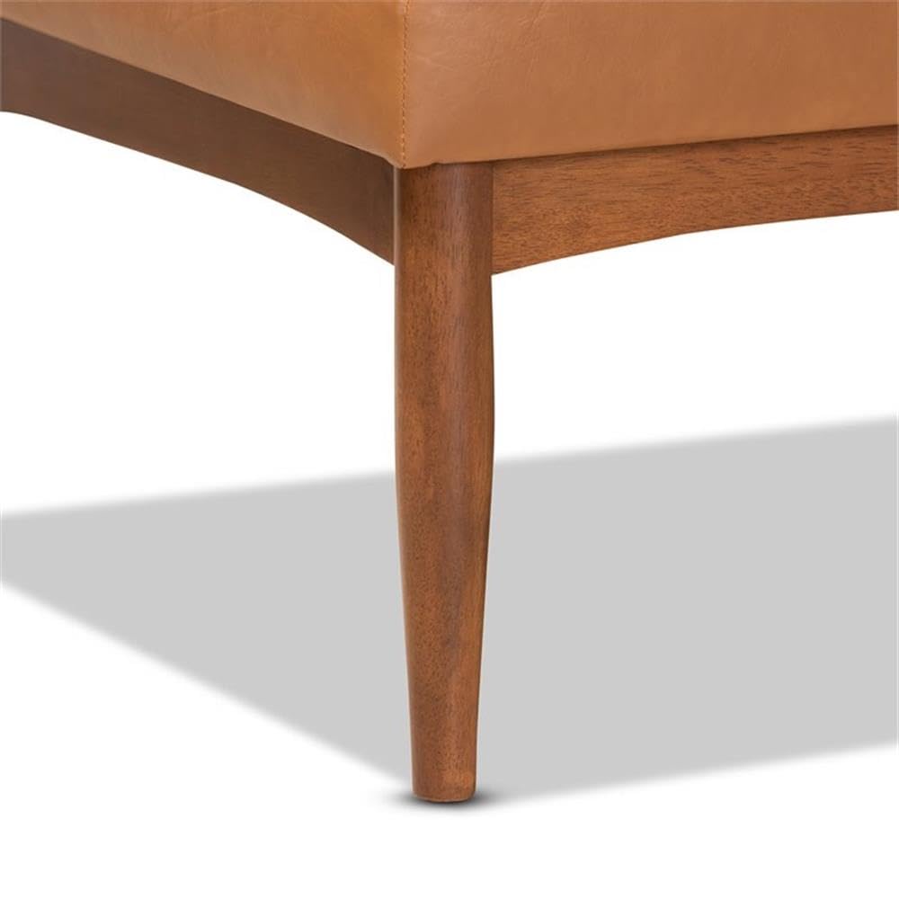 Baxton Studio Daymond Mid-Century Modern Tan Faux Leather Upholstered and Walnut Brown Finished Wood 2-Piece Dining Nook Banquette Set