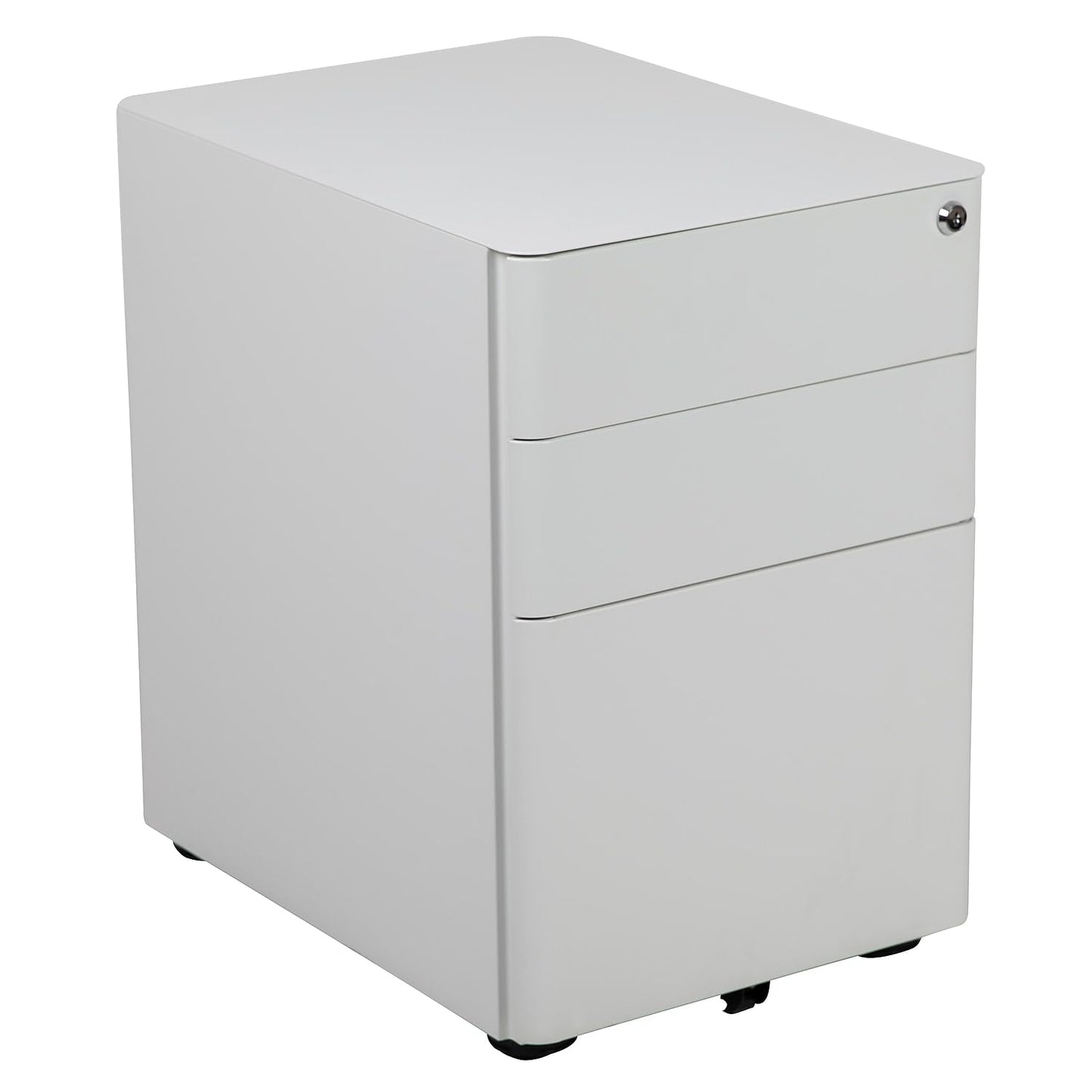 Flash Furniture Warner Modern 3-Drawer Mobile Locking Filing Cabinet with Anti-Tilt Mechanism and Hanging Drawer for Legal & Letter Files, White