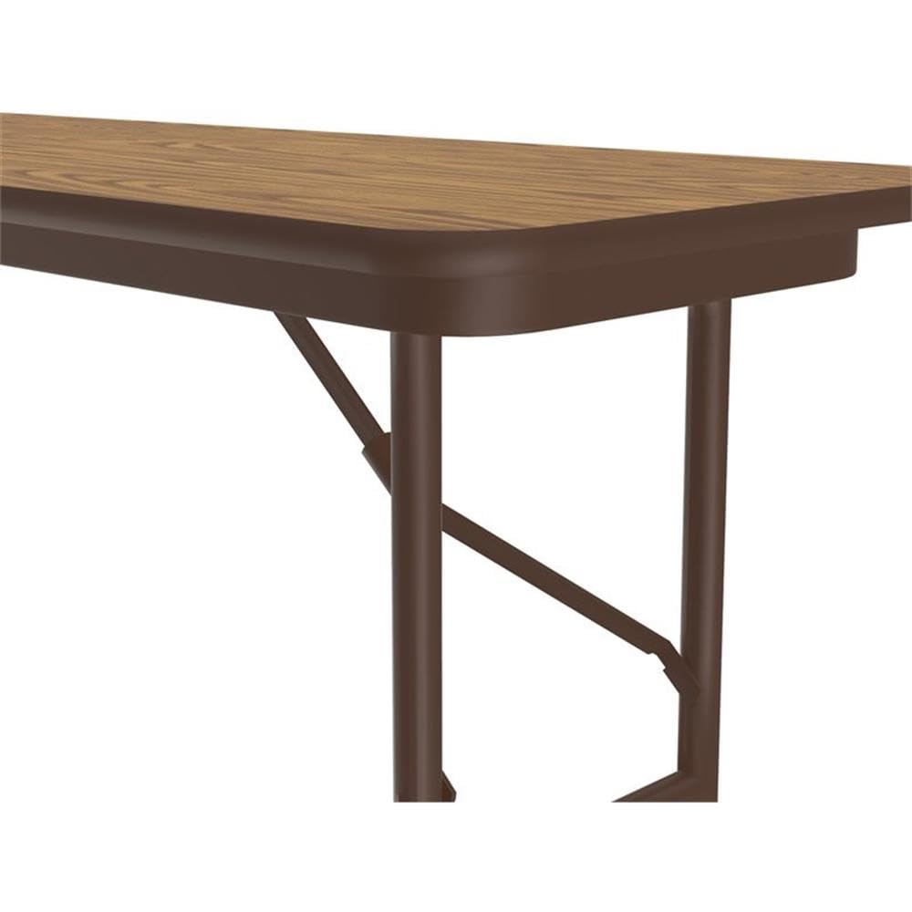 Correll 18"x48" Commercial Duty Small Folding Table, Medium Oak Melamine Top, 5/8" Thick Core, Made in USA, Portable, Strong Steel Apron (CF1848M-06)